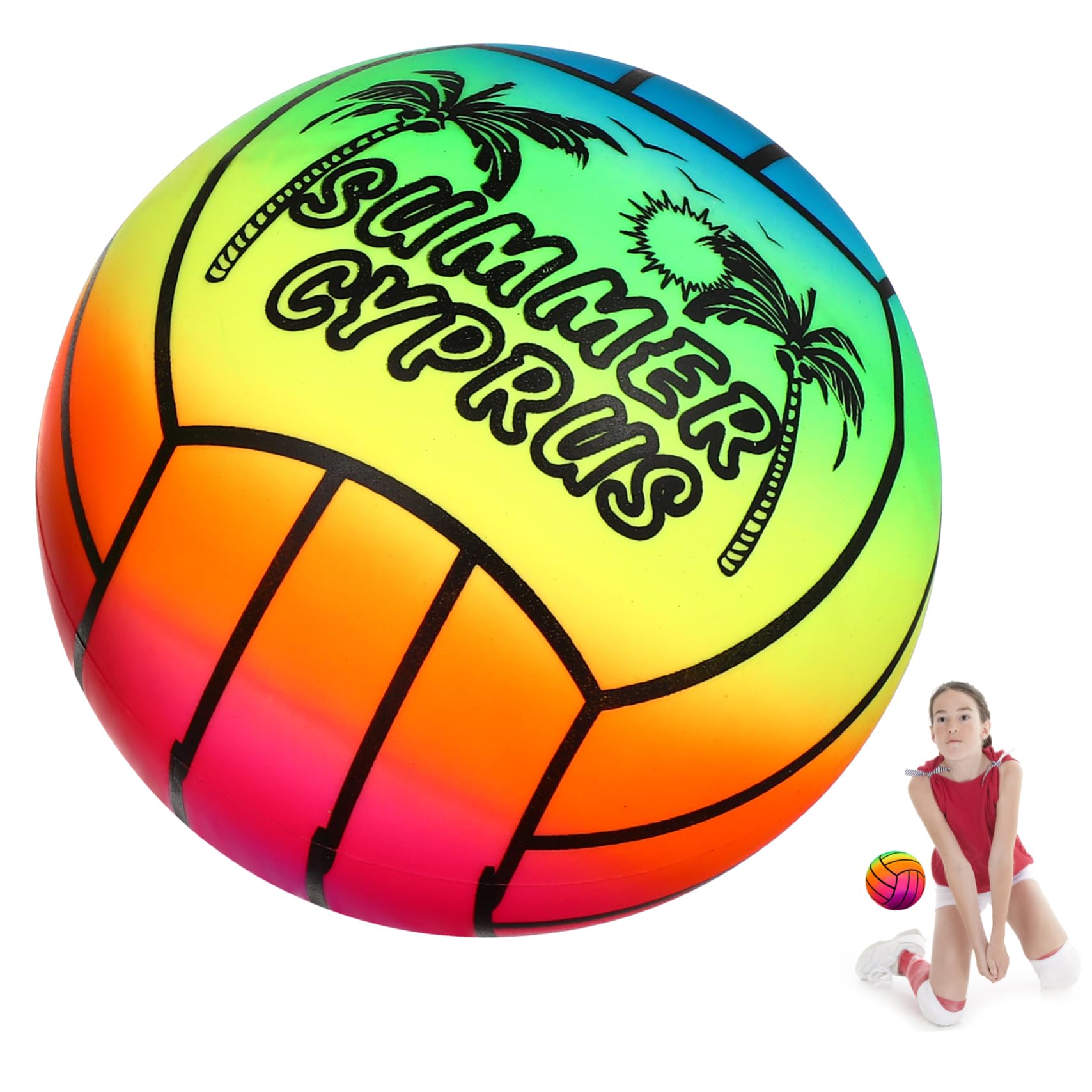 Toyvian Regenbogen Wasserball, 16cm Elastischer Strandball aus weichem PVC Bunter Softball für Kinder Spielzeug für Pool Party Garten Indoor Outdoor Spielplatz Weicher Gummiball für Kinder