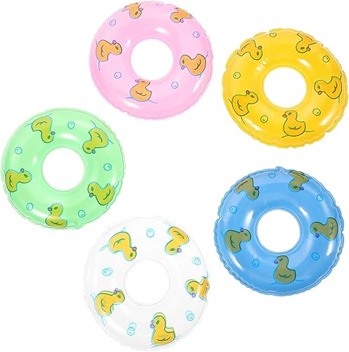 Miniatura 6 de Gadpiparty 5 piezas de mini anillos de natación con patrón de casa de muñecas, anillos de natación para piscina, piscina, flotador, anillos de