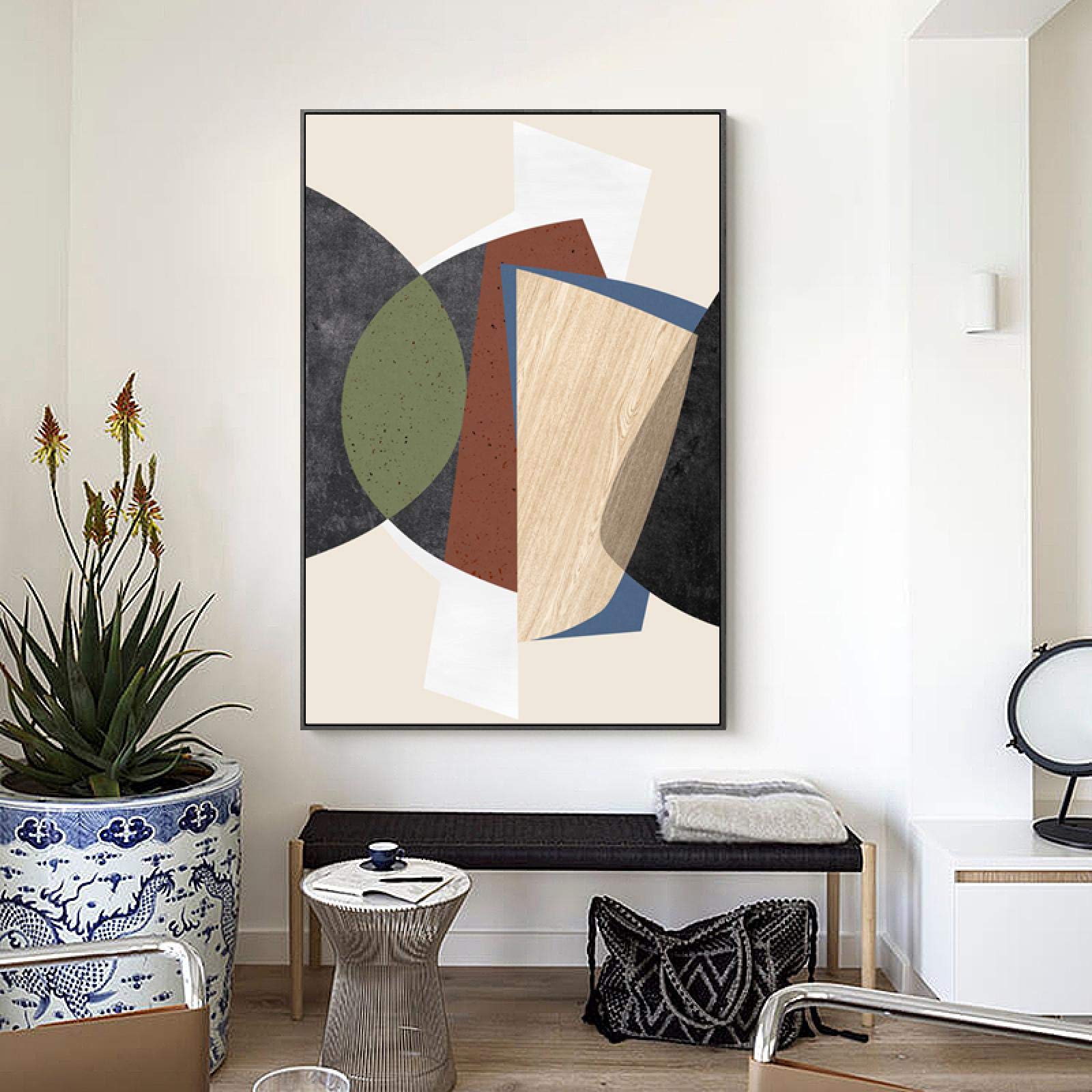 Amazon.co.jp: 絵幾何学的な抽象的なキャンバスの絵画ブラウングリーン