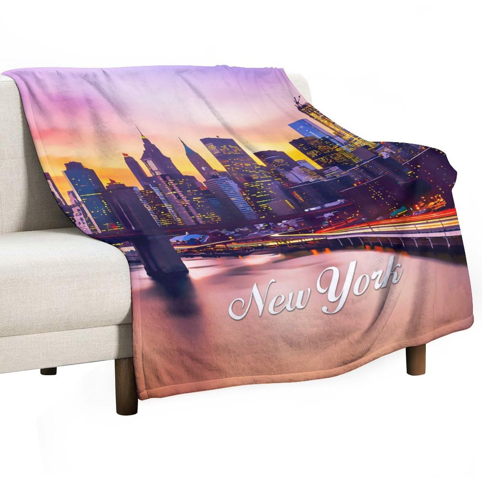 Parure de lit polaire Skyline New York couverture douce 101x127 cm