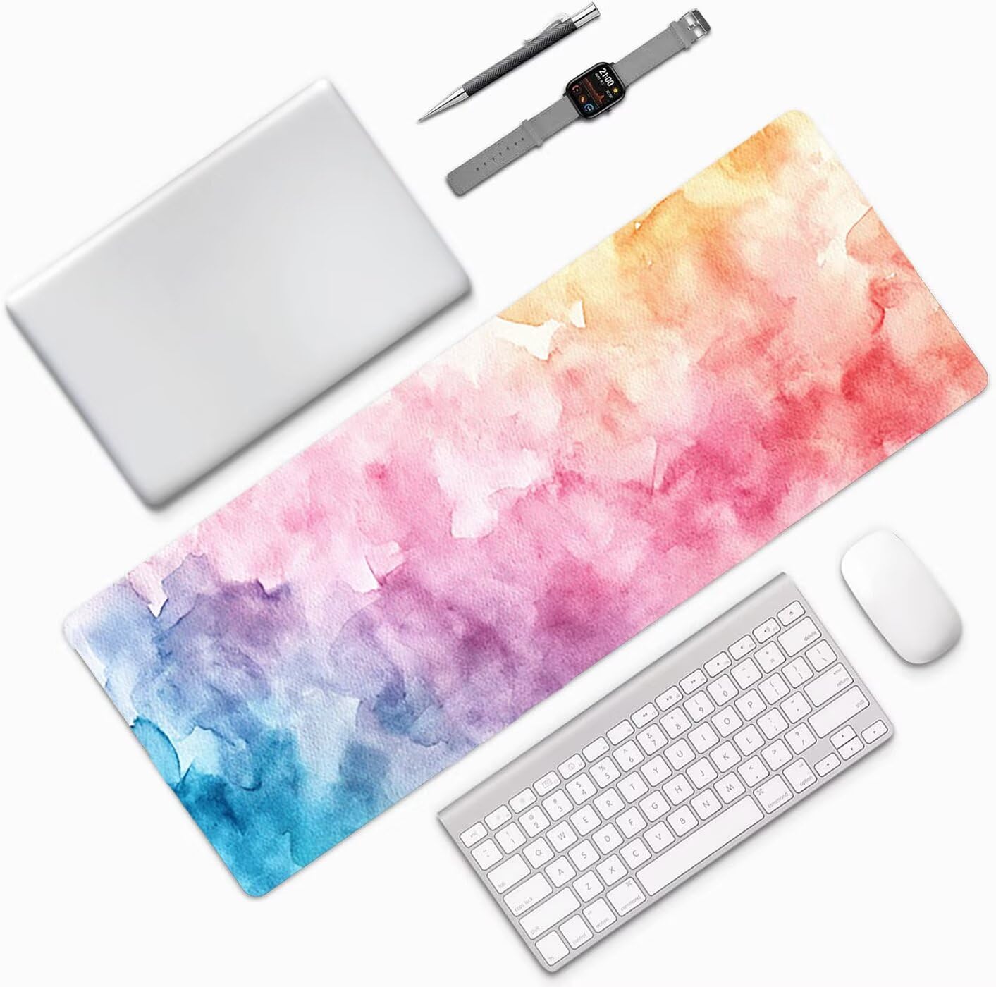 Lpfieonn Rosa Großes Schreibtischunterlage, XXL Schreibtischunterlagen, Blau XXL Wasserdicht Gaming Mousepad mit Vernähter Rand und Rutschfeste Gummibasis, für Laptop/Hause/Büro 120x60cm PF-2529