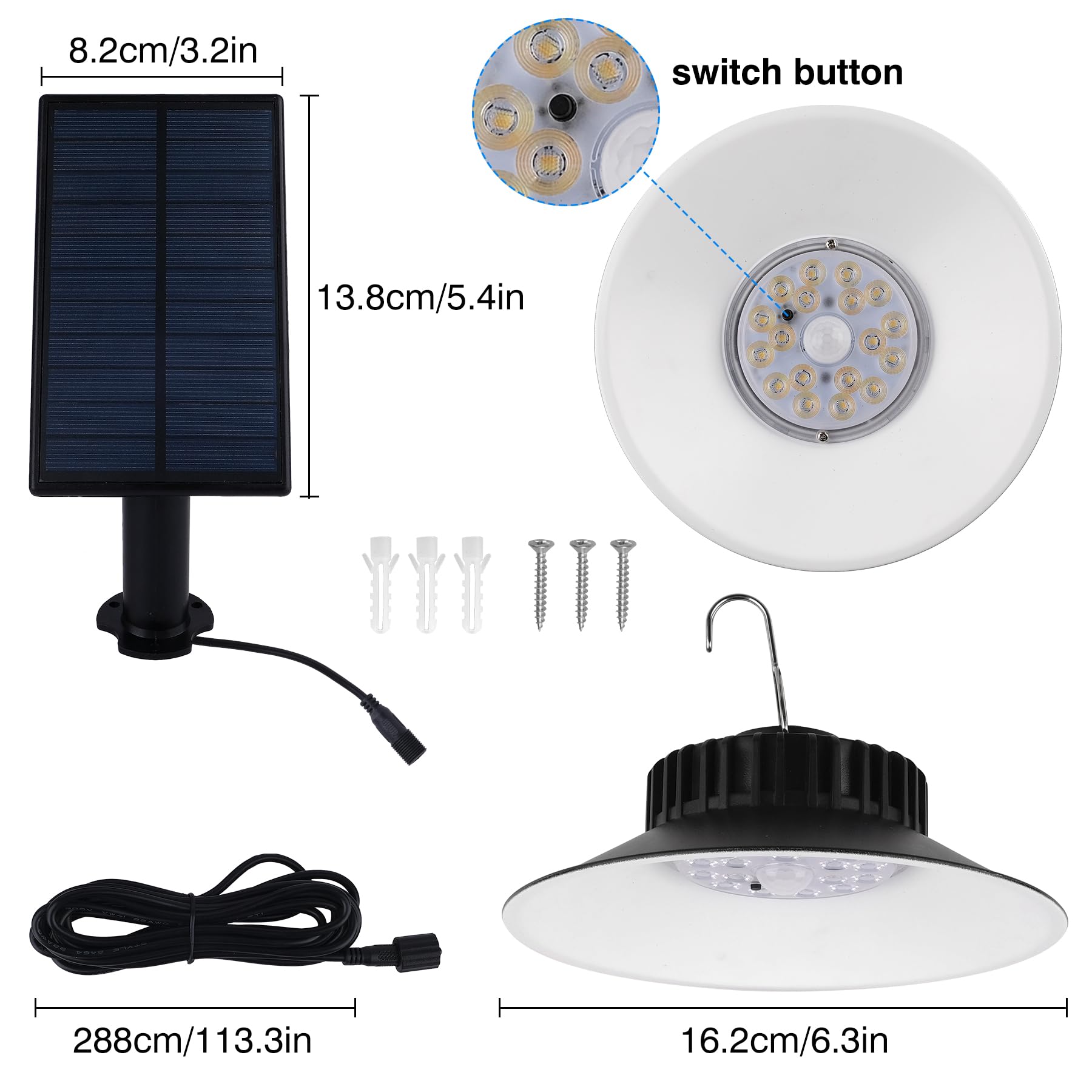 NATPOW Solar Hängeleuchte mit Bewegungsmelder, Solarlampen für Außen Hängend mit 3 Farbe/3 Mode, IP65 Wasserdichte Solar Pendelleuchte Hängeleuchten für Garten, Terrasse, Gehwege, 2 Stück