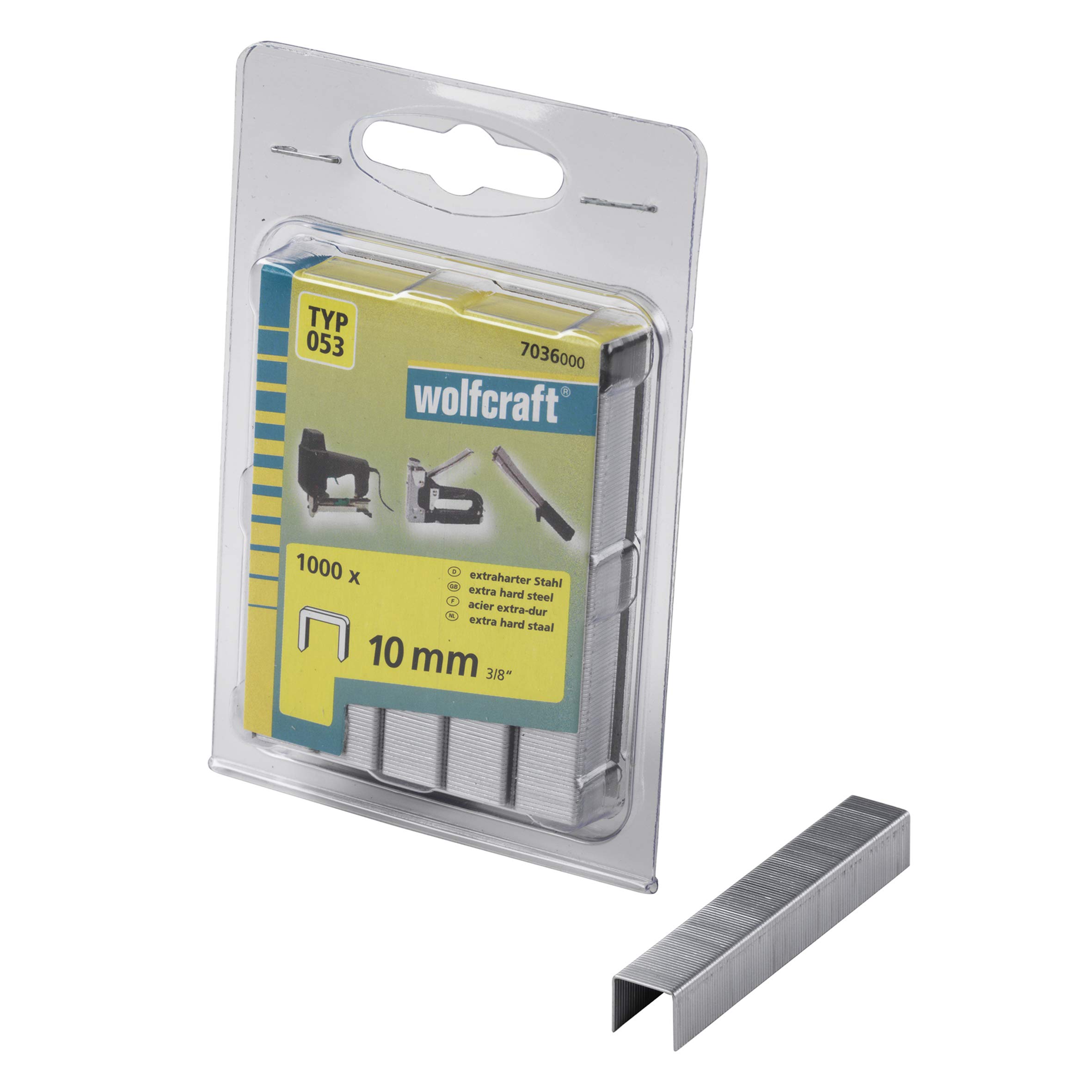 wolfcraft Broad Back Staple, Extra Hard Steel, Type 053 I 7036000 I Ideal for fastening fabric, textiles and thin strips of wood