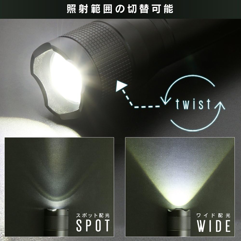Iris Ohyama LWK-1300Z LED Flashlight, Handy Light, Zoom Function, 1,300 Lumens, Newest Powerful, Disaster Preparedness, Camping, Mountain Climbing