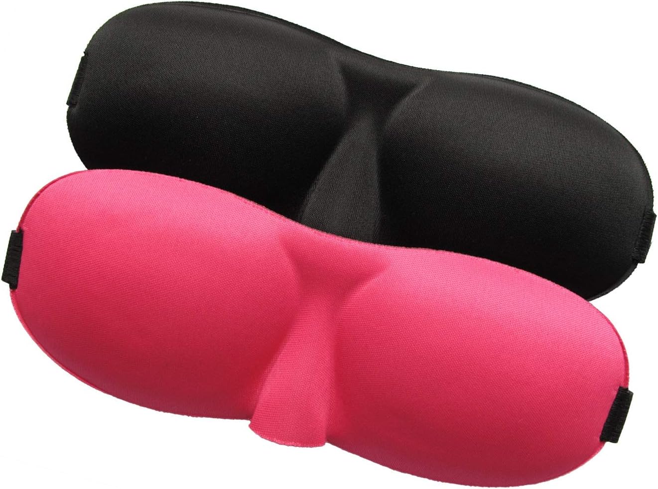 SleepWorks Sleep Mask & blindfold, 2 Pack Comfortable & Super Soft 3D Contoured Eye Mask With Adjustable Strap (Black & Pink)