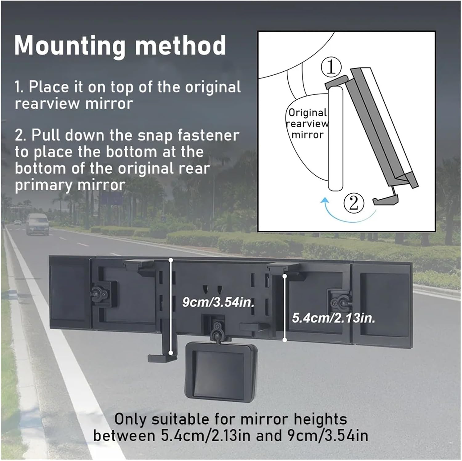 Central Rearview Mirror Car Mirrors Rear View Mirror 360° Wide Angle Panoramic Assisting Large Vision Interior Monitor Automotive Accessories Universal