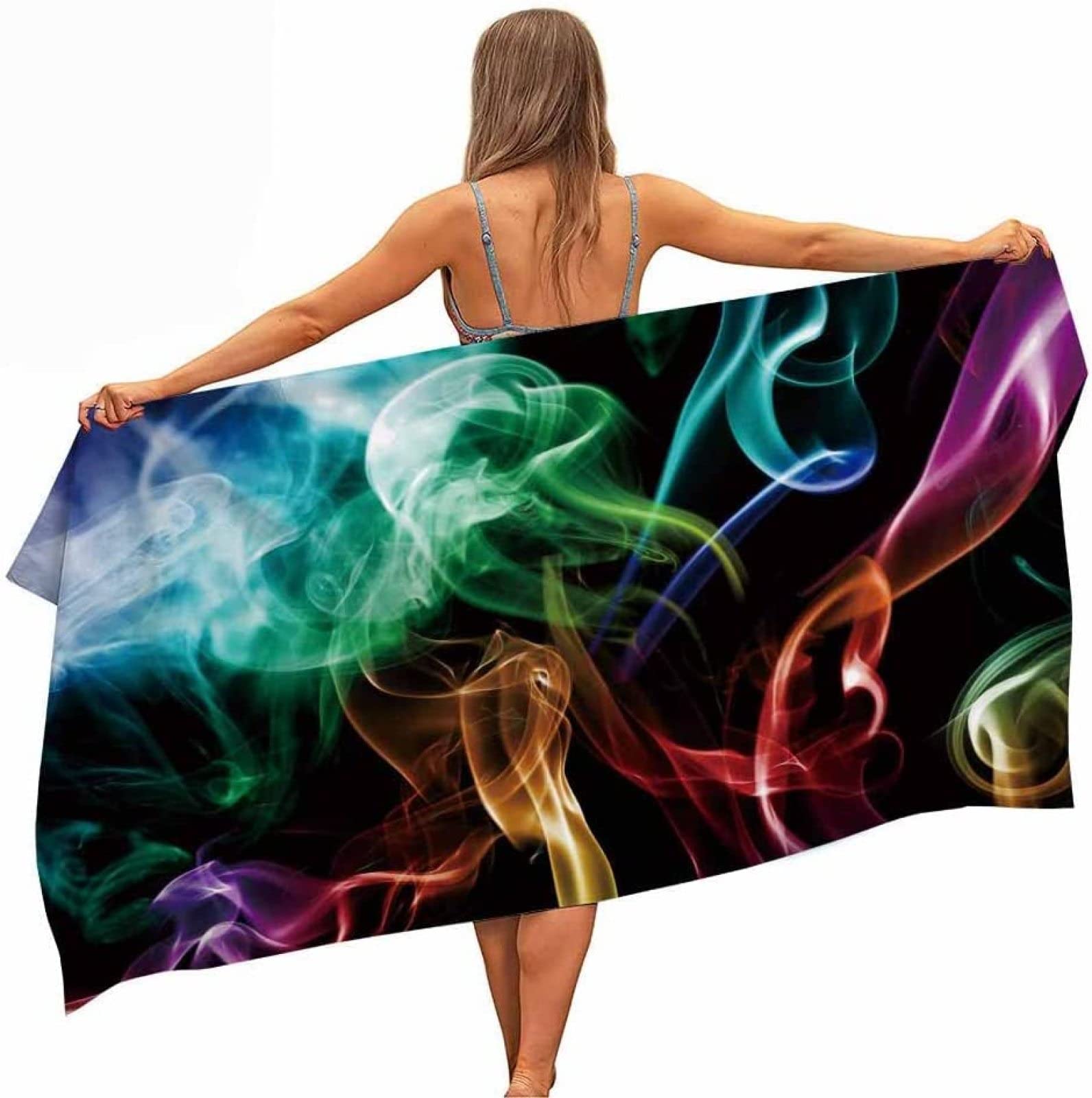 Mikrofaser Strandtuch Rauch Groß 200x200 cm für Erwachsene, 3D Strandhandtuch Farbe Weiches Leicht Handtuch Schnelltrocknend Badetuch Sandfreies StrandtüCher