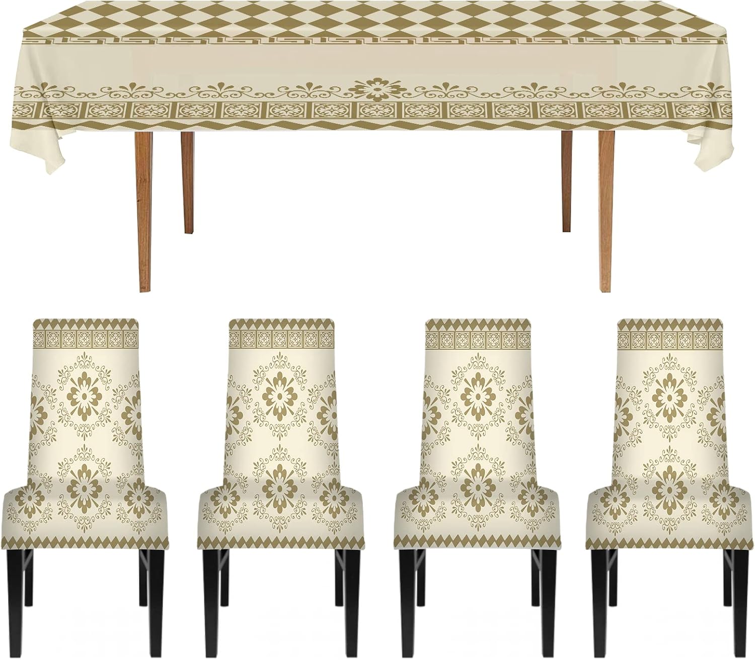 Rectangle Tablecloth and Chair Covers Set for Dining Room