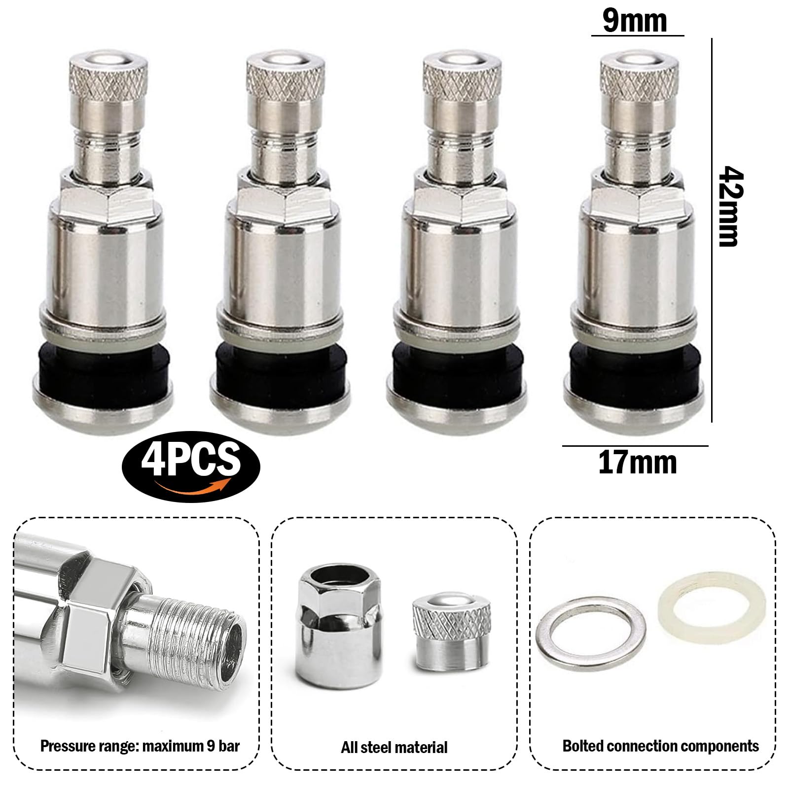 Valvole Metalliche Argento 20 X 11,3 Mm Cerchio In Lega Auto - Foto 5