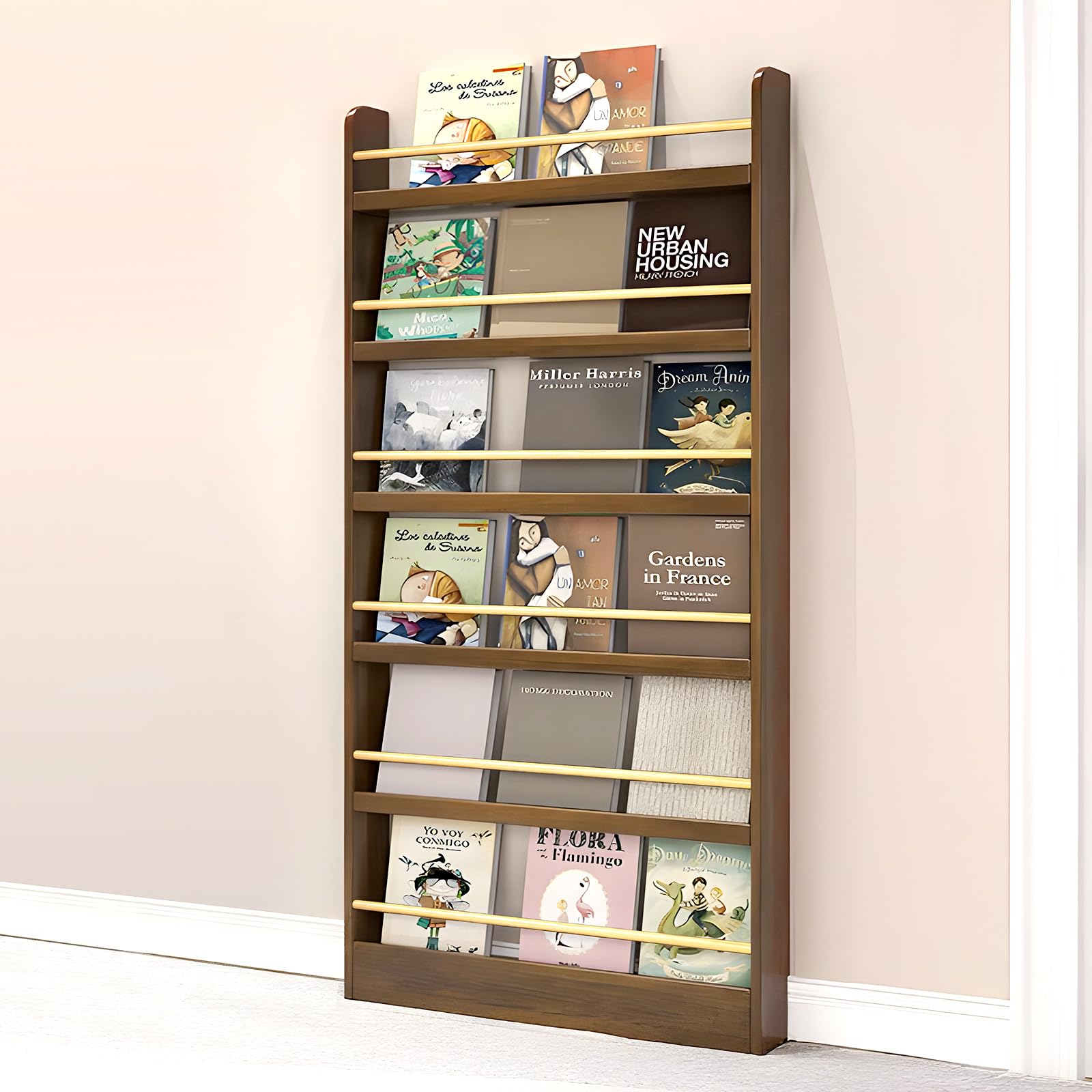 JFOZDM Kids Bookshelf, Book Shelf for Kids Room, 3/4/5/6 Tier Wall Mounted Bookshelf, Space-saving/Anti-dumping, Toy/CD/Book Organizer, Kids Bookcase for Child's Room/Home/Living Room
