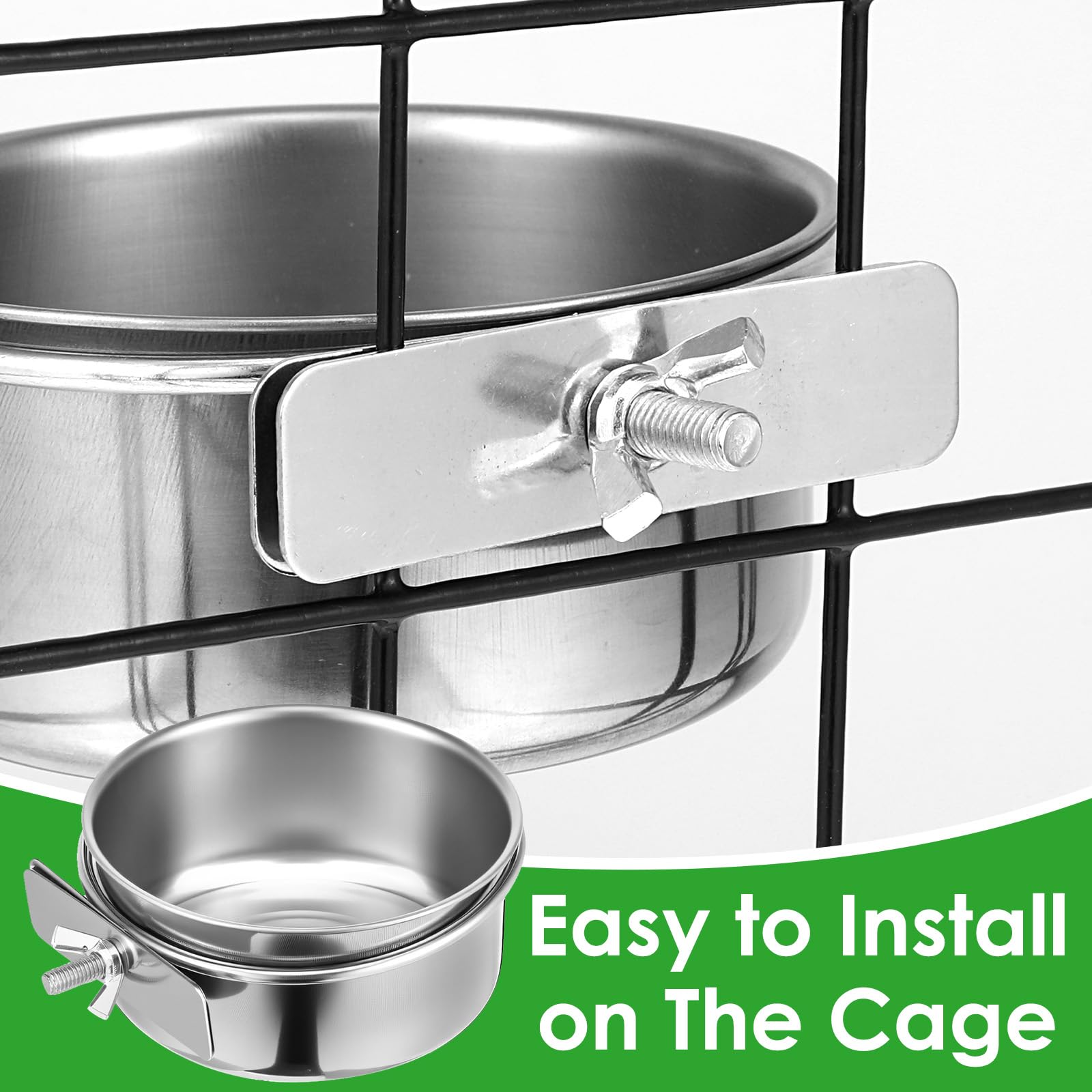 10 Pack Stainless Steel Bird Food Bowls with Clamp Holder, Parrot Feeding Dish Cups for Cage, Rustproof Bird Water Feeders for Cockatiel Conure Budgie Parakeet Macaw Lovebird Small Animals - image 6