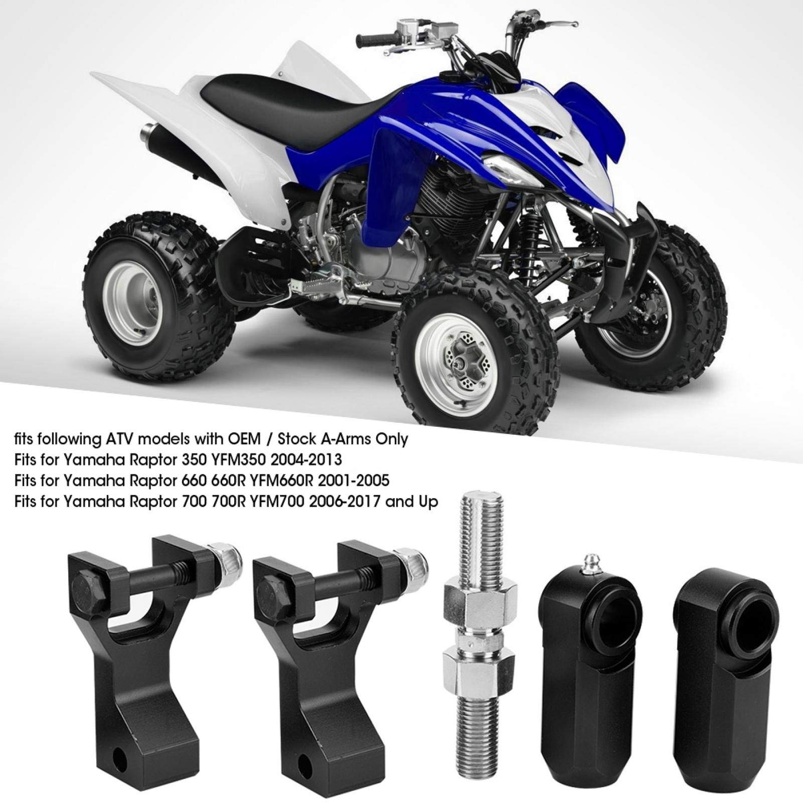 Kit d'abaissement avant arrière, Kit d'abaissement avant arrière réglable pour moto VTT pour Yamaha Raptor 350 660 700(Le noir)