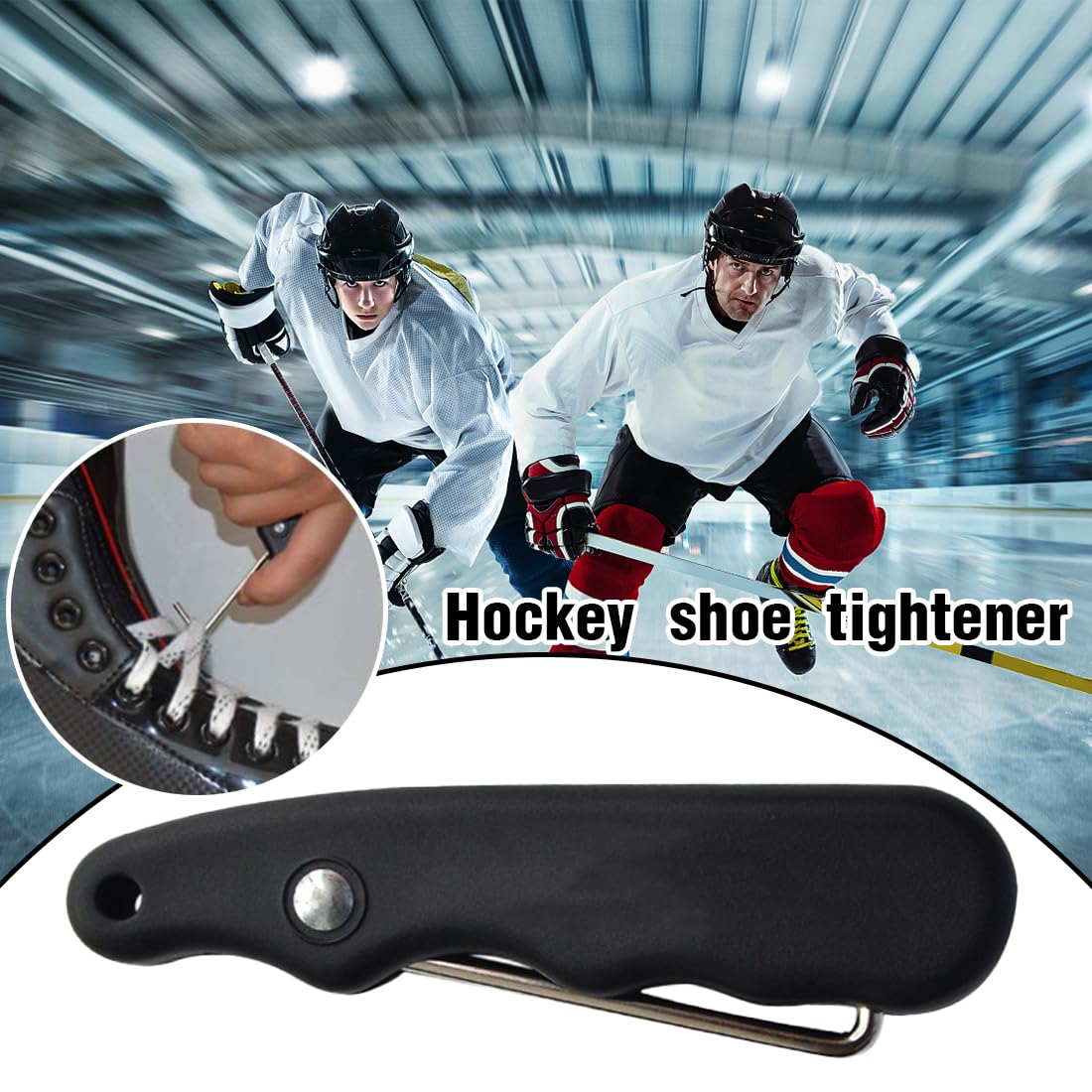 Estrattore Universale Tira/Tira/tiretto Pattini in Filo Metallico, Portatile e Resistente per Hockey su Ghiaccio, Pratico attrezzo Unisex (Nero)