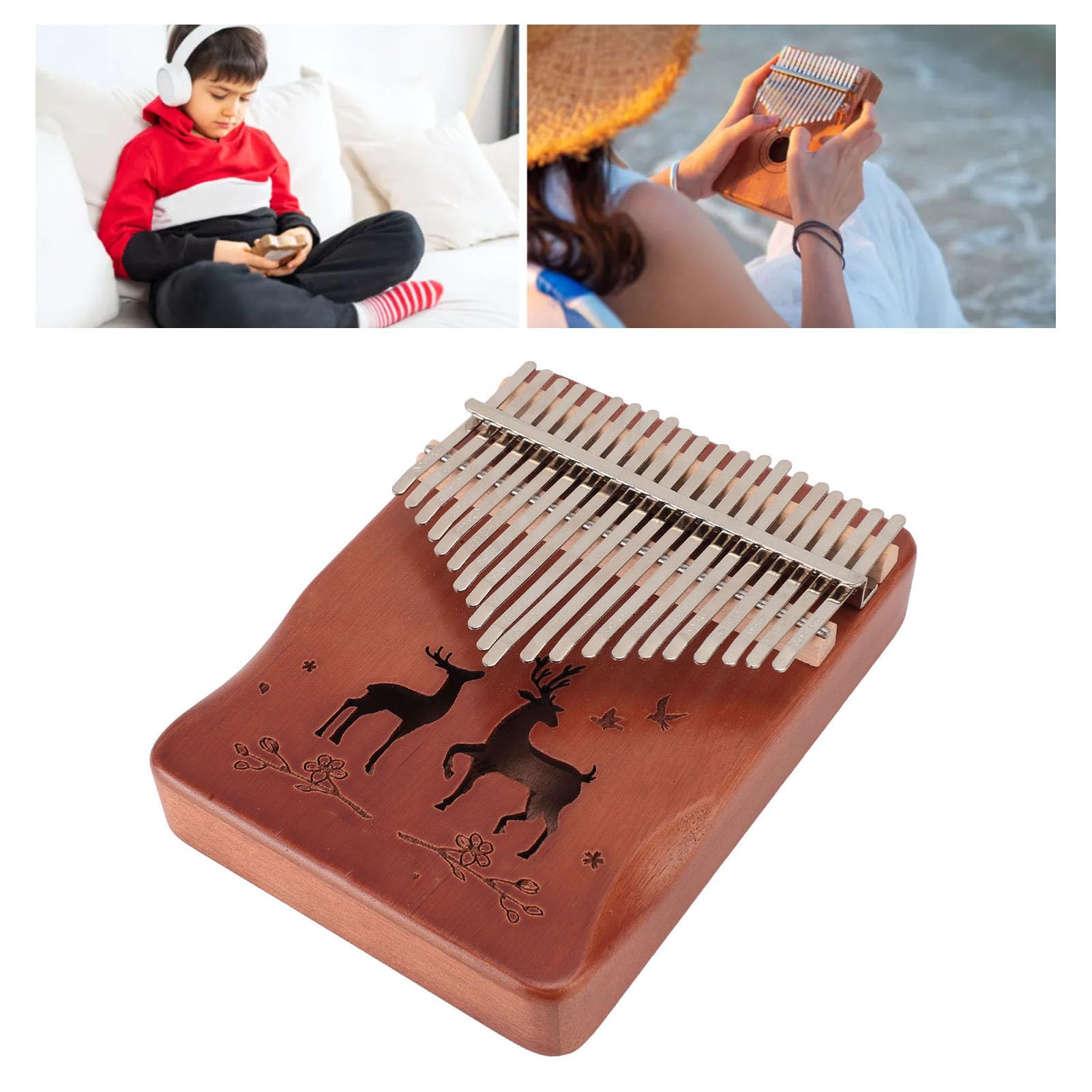 21 Keys Thumb Piano, Musical Instruments Finger Piano Easy to Learn Portable Musical Instrument with Finger Protector Neatly Cloth for Beginners (Type 1)