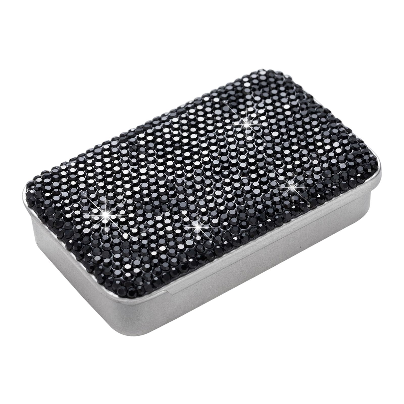 alloneslife Mechanism Storage Container Decoration with Crystals Sturdy Stainless Iron Materials Diamonds Encrusted Butt Box