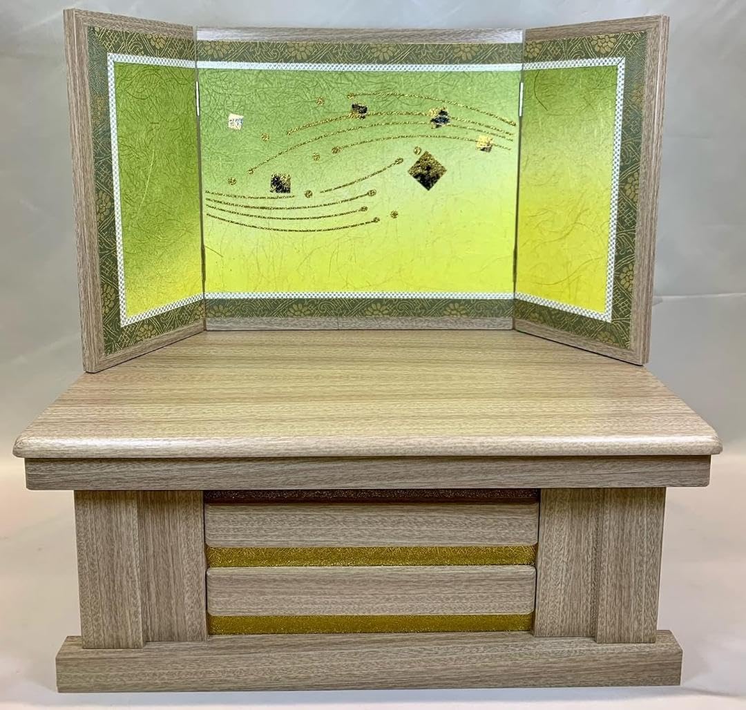 白木収納セット 三曲屏風(緑) F830 飾り台&屏風のみ 五月人形