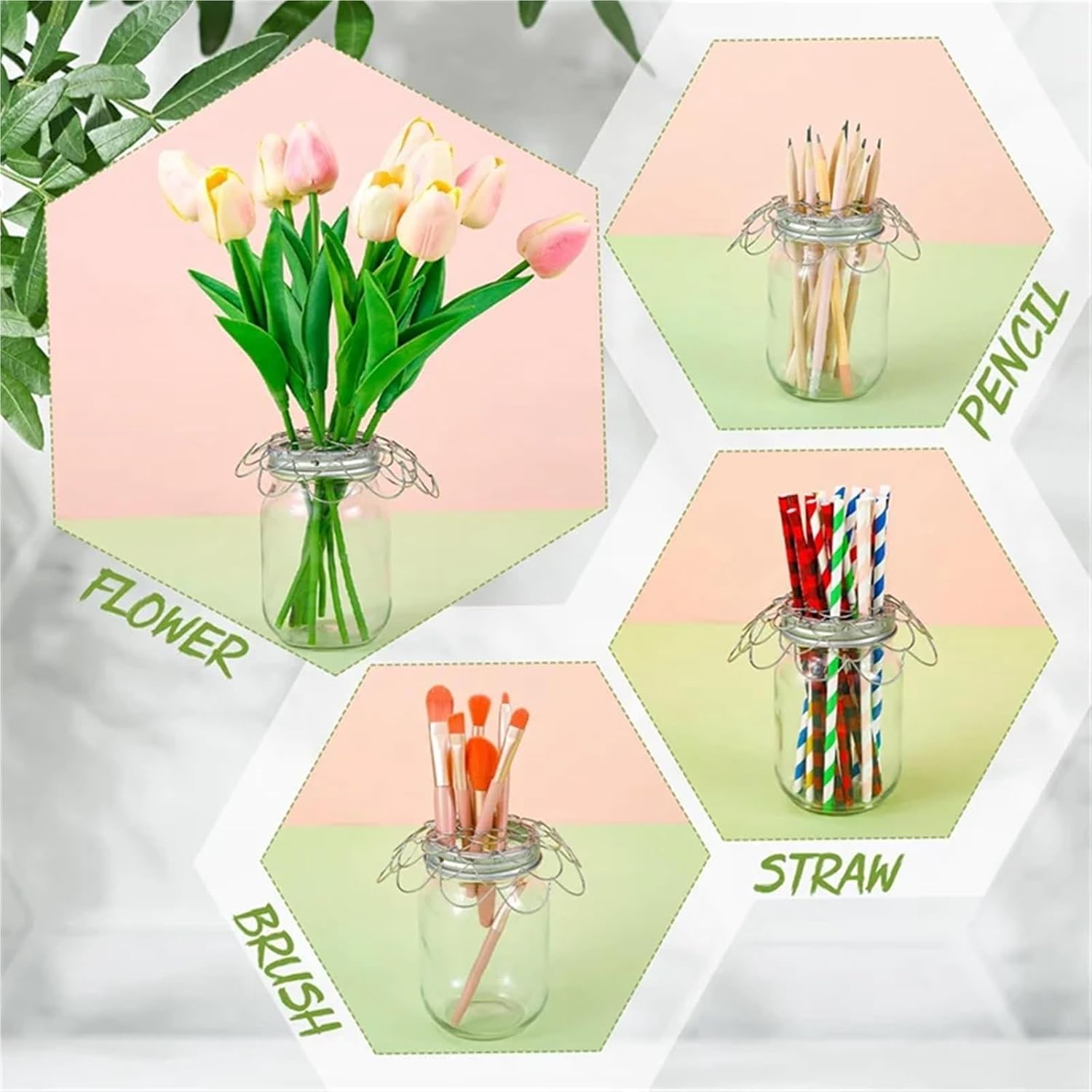 Flower Grid for Vase 10 Pcs Reusable Bouquet Twister Set – Wearable Flower Arranger Holder for Vase Arrangement for Home Floral Arrangement,Wedding&Party Decor
