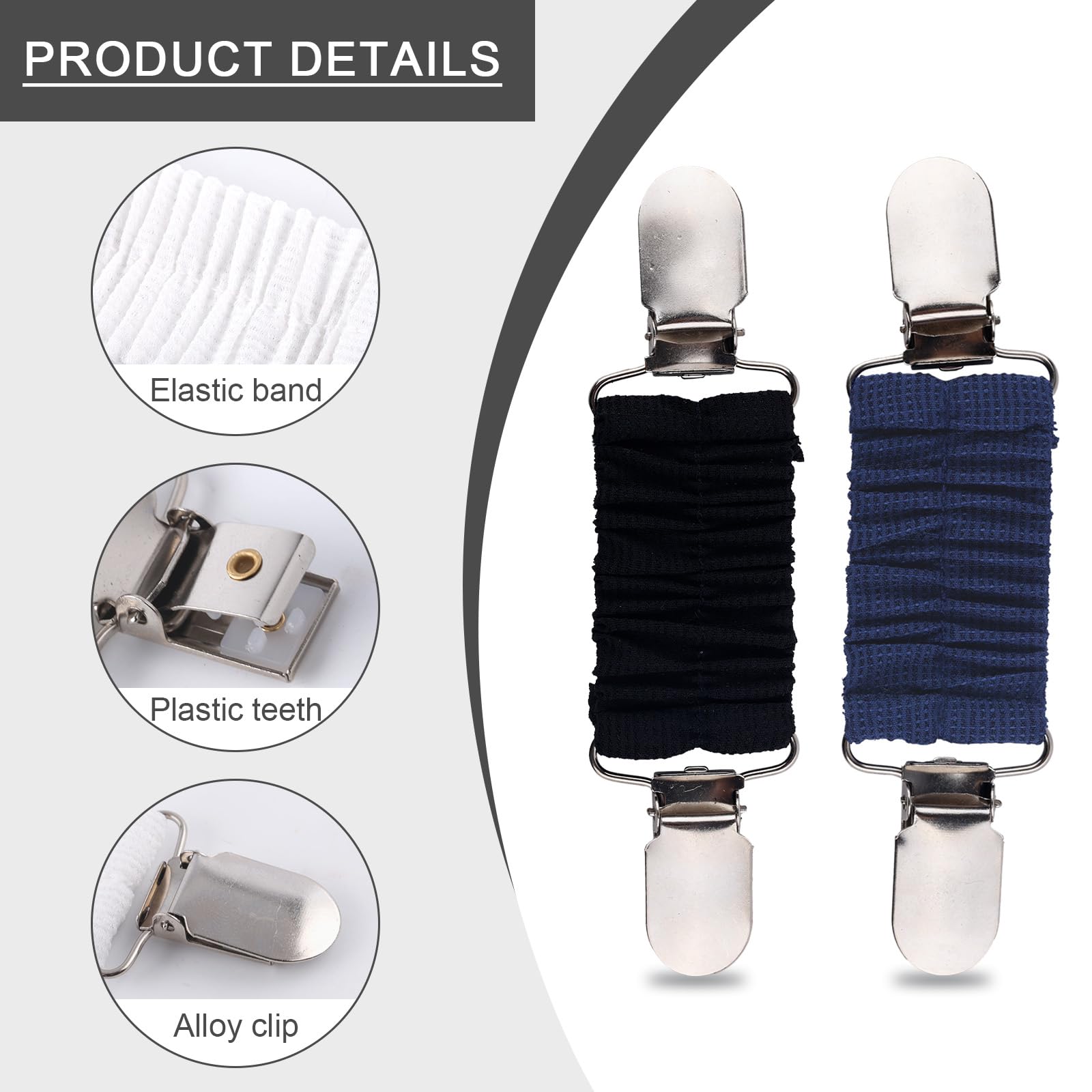 Mikovivi 4uds Pinzas para Vestido con Cincha Trasera, Cinturilla Elástica Ajustable de Poliéster con Clips para Mujer Que Ajusta la Ropa Vestidos y Suéteres Shawls (4 Colores)