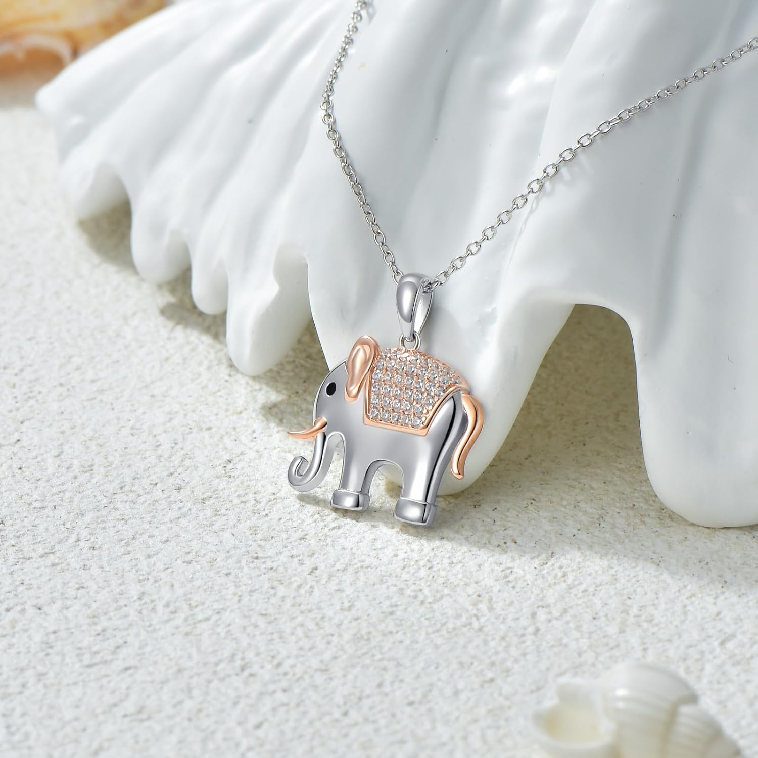 925 Sterling Silver Elephant Necklace for Women Diamond Elephant Pendant Necklace Lucky Elephant Jewelry Gift - Image 5