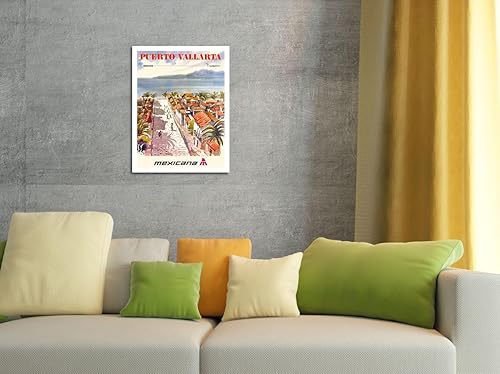 Miniatura 4 de Puerto Vallarta Mexico - Mexicana Airlines (CMA-Compañía Mexicana de Aviación) - Póster vintage de viaje de aerolínea por Ignacio Barrios c.1969 -