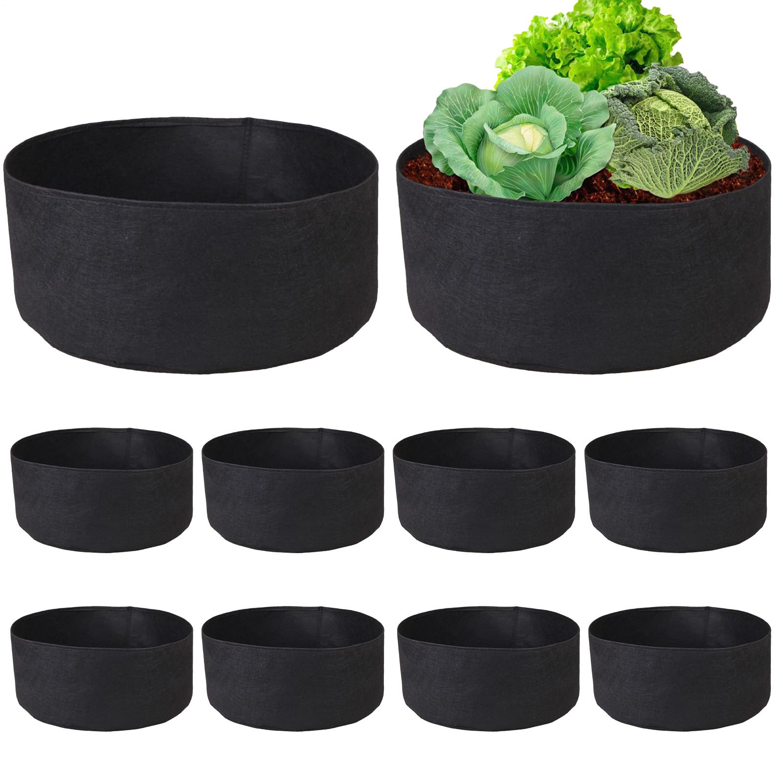 Bolsas De Cultivo 10 Unidades De para Hortalizas | Macetas De Fieltro Para Cultivo Para El Cultivo De Hortalizas Flores Raíces En Invernadero Jardín Vivero Interior