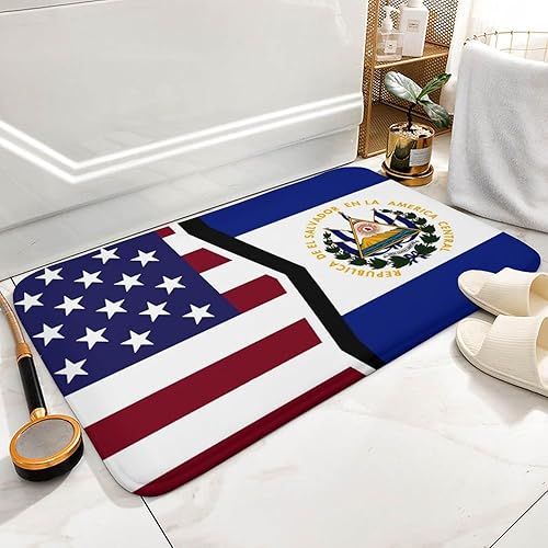 Miniatura 5 de Alfombra antideslizante de terciopelo coral con bandera de Estados Unidos y El Salvador, alfombra de cocina para baño, tapete de bienvenida para