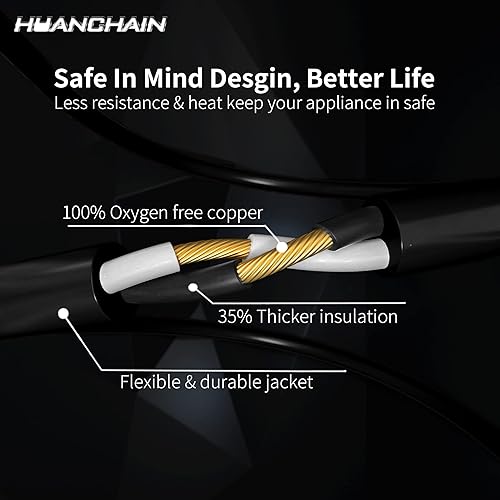 Miniatura 5 de HUANCHAIN Cable de extensión negro de 50 pies para exteriores, impermeable, cable de alimentación flexible 162 para clima frío, 2 puntas, 13A 16AWG