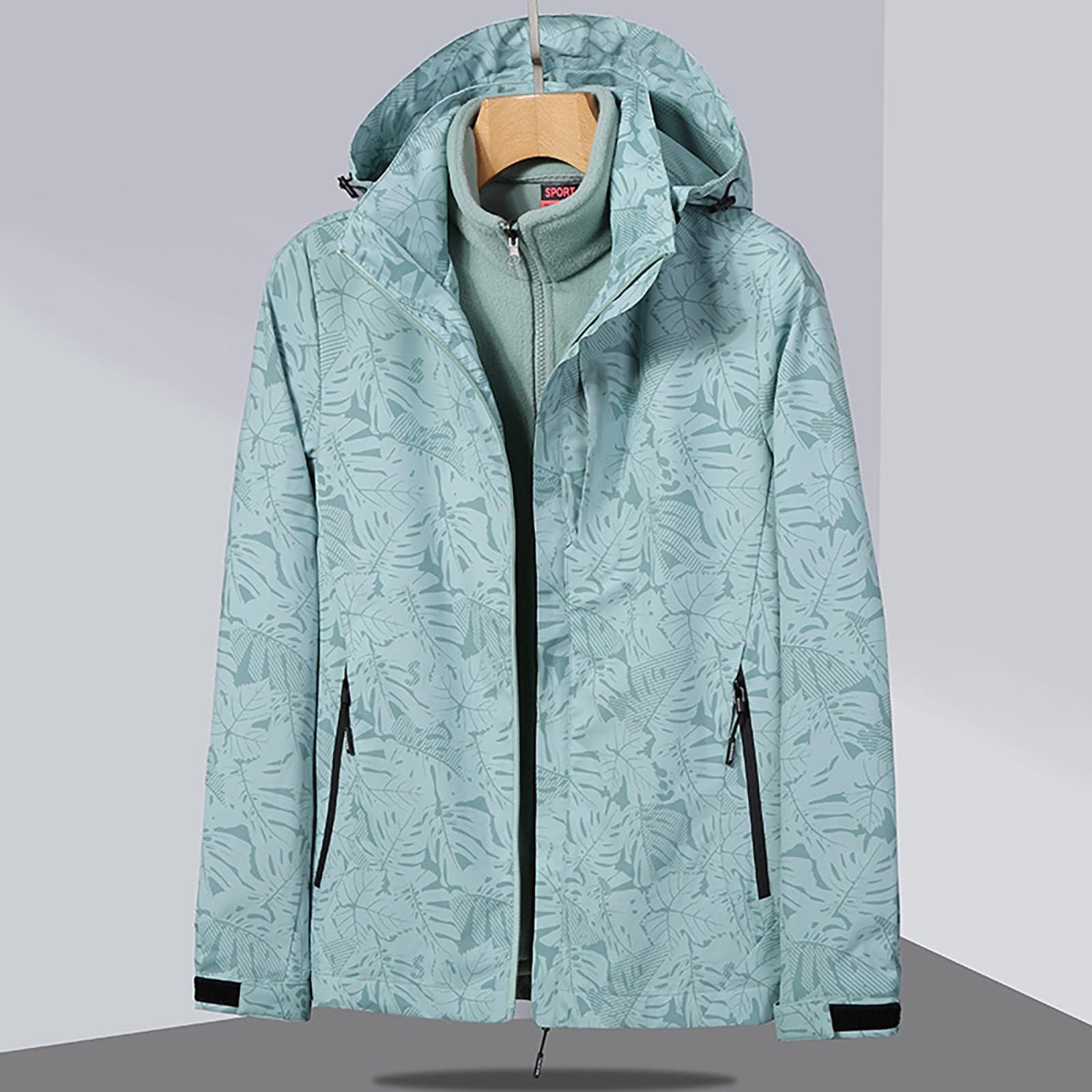 Veste 3 en 1 pour femme - Imperméable - Veste de pluie pour femme - Veste d'extérieur avec capuche - Veste de ski - Doublure chaude - Veste fonctionnelle - Grande taille - Manteau d'hiver léger
