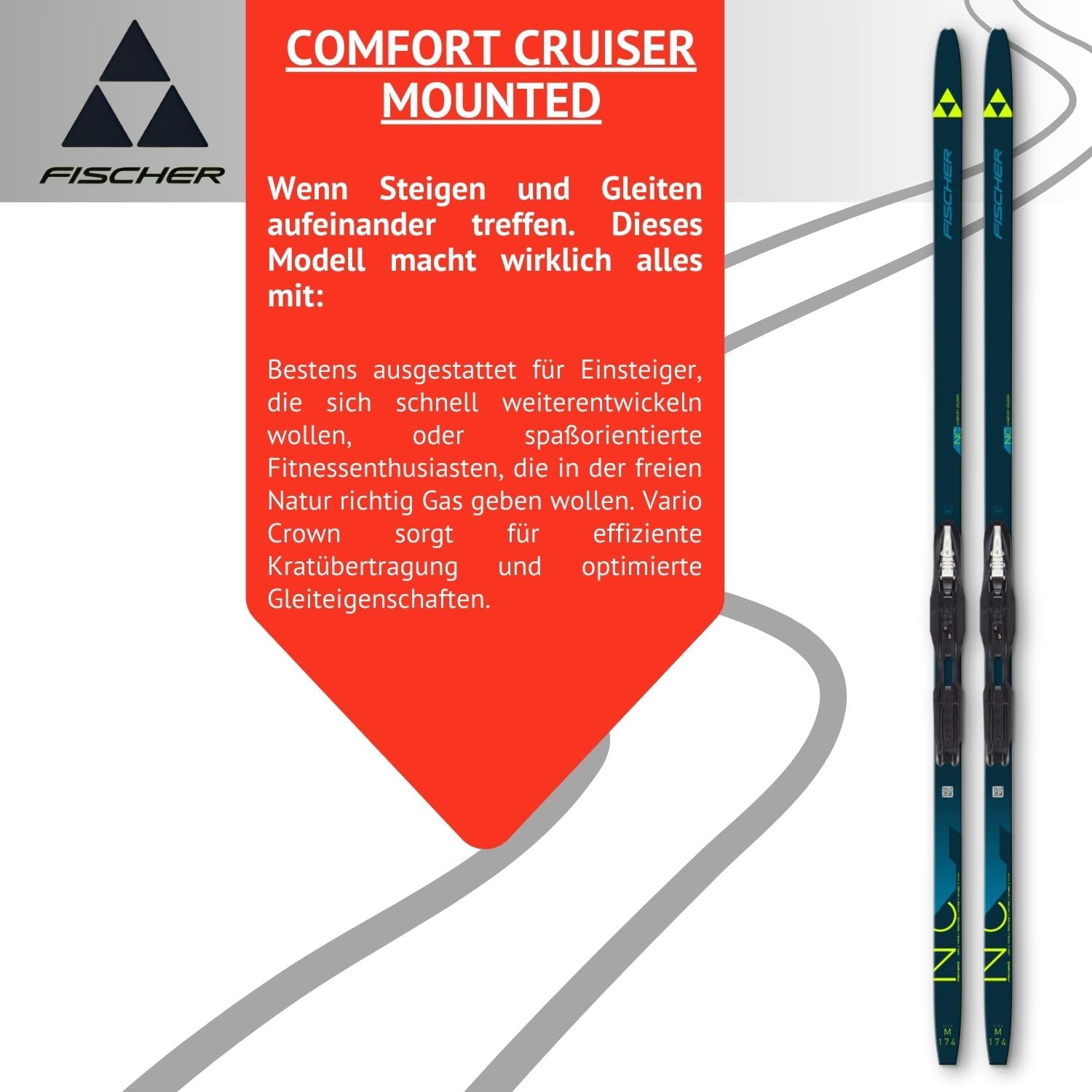 Fischer Langlaufski - Langlaufskier Set - Classic Langlauf Ski - Nordic Ski - Comfort Cruiser - inkl. Bindung Compact Step-In IFP (NNN)