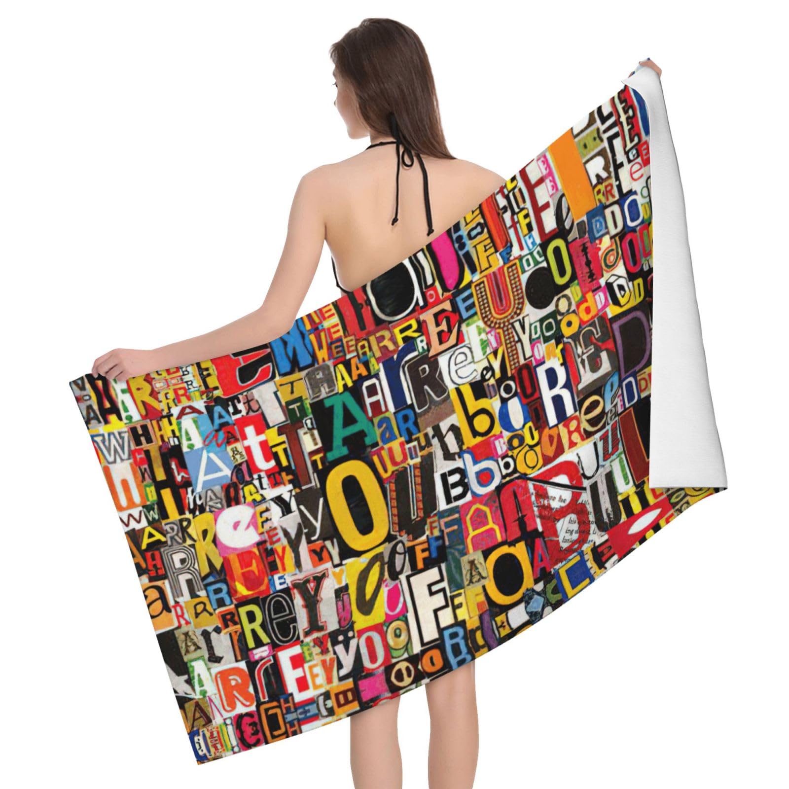 Serviette de bain microfibre 81x132 cm imprimée pour douche et salle de bain