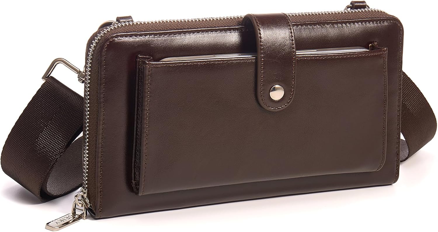 RFID Crossbody Wallet Wristlet Purse for Women,Vegan Leather Small Clutch with Phone Pocket Multiple Credit Card Slots