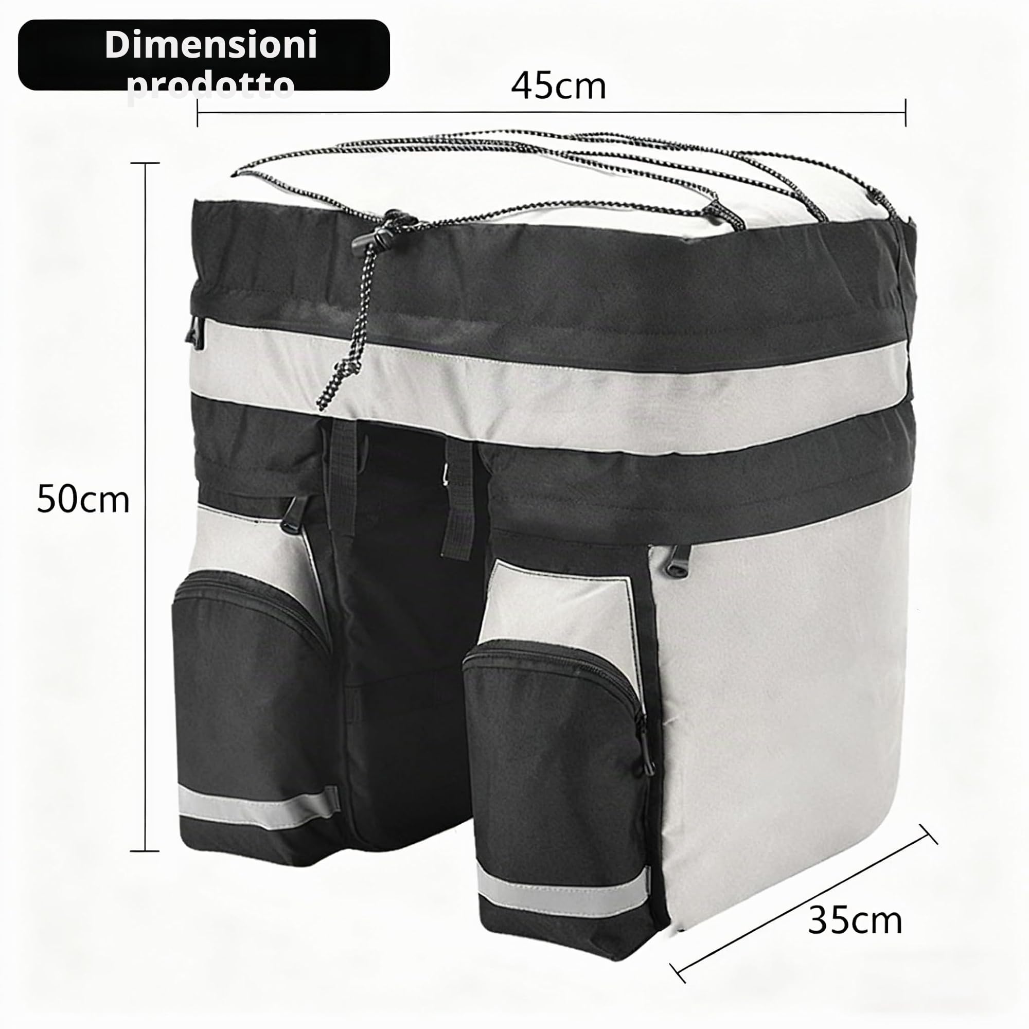 Borsa per portapacchi da 60 litri, di grande capacità, impermeabile, 3 in 1, multifunzionale, per sedile posteriore, per mountain bike, bici da strada, biciclette pieghevoli