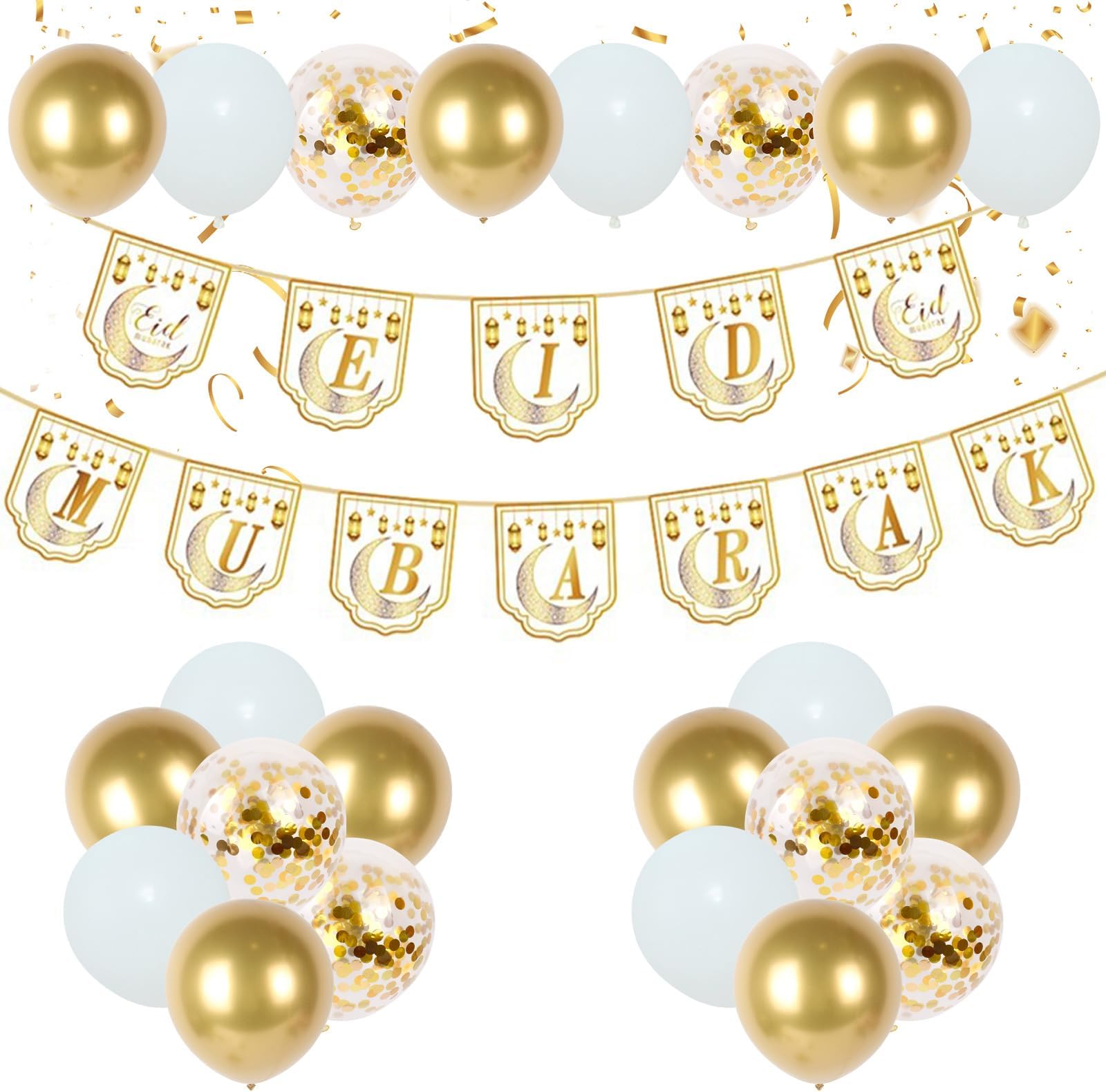 DAOUZL Eid Mubarak Décoration, 3 Boîtes Creuses Blanches avec