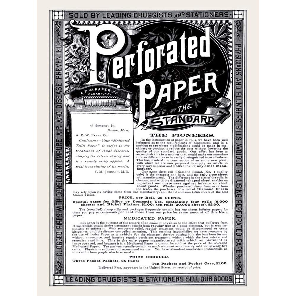 Wee Blue Coo ADVERTISING PERFORATED TOILET PAPER MEDICATED USA 30X40 CMS FINE ART PRINT ART POSTER BB7629