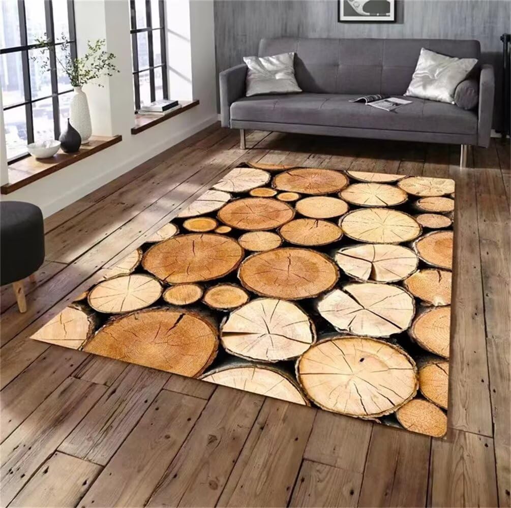 Tapis de chambre enfant marron effet bois 50x80 pour créer un coin lecture cosy