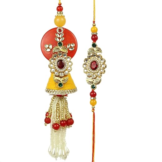 TIED RIBBONS Bhai Bhabhi Rakhi | Raksha Bandhan Greeting Card | Roli Chawal Packet - Lumba Rakhi for Bhabhi | Rakhi for Brother and Bhabhi | Rakhi Gifts for Brother | Bhabhi Rakhi Set