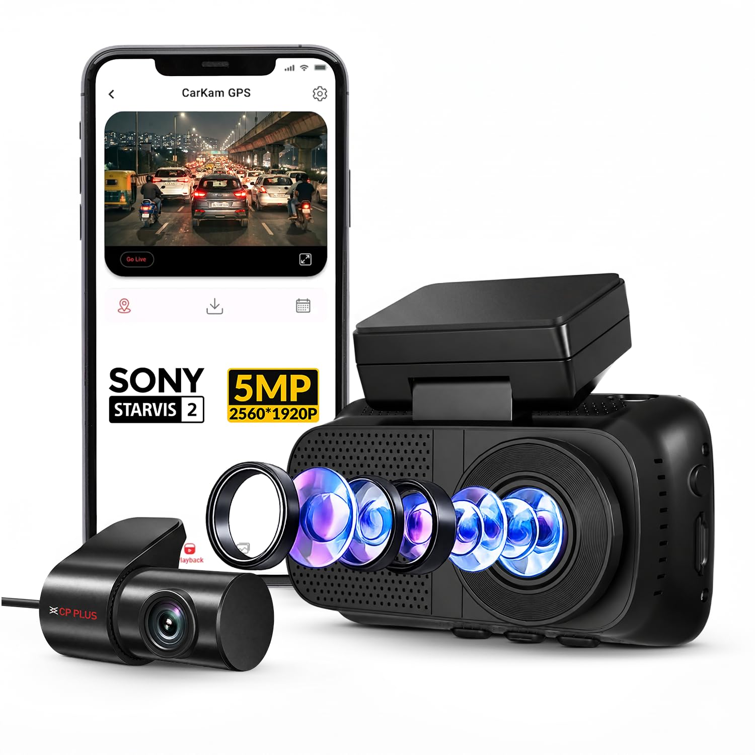 CP PLUS Dash Cam for Car CP-F59B | 5MP Dual Dashcam for Car with Rear Camera | Sony STARVIS 2 IMX678 | GPS | WiFi (AP Mode) Dashcam | G-Sensor | 3" Display | Supports 1TB SD Card-image-12
