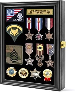 PiaoHao 15.4"X 11.2" Pin Display Case Medal Shadow Box with 98% UV Protection for Military Medals, Beach Tags, Jewelry Pins, Pin Gift, Insignia Ribbons, Pin Enthusiast Collectibles Black Finish