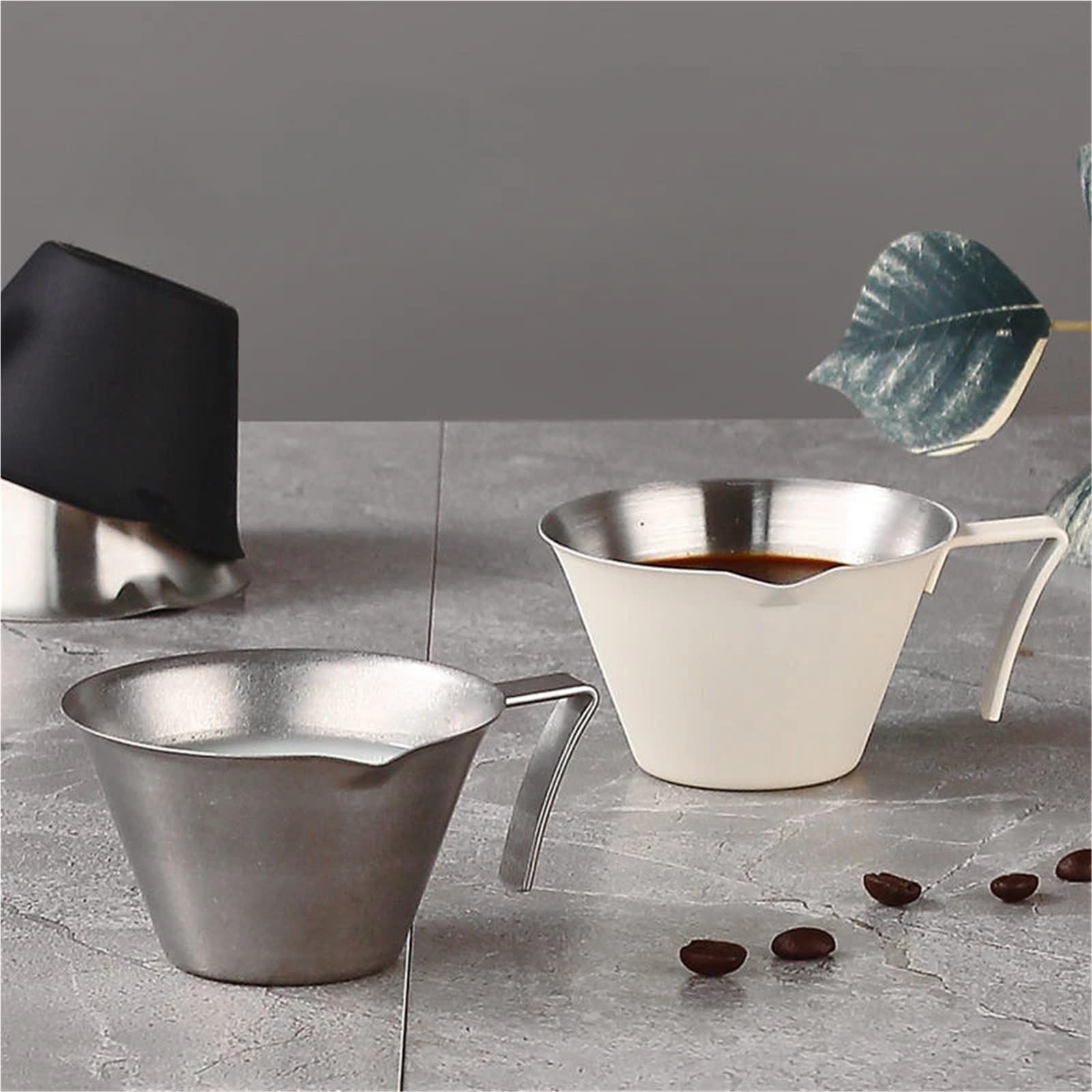 Taza de café acero inoxidable, taza extracción Espresso con boquilla guía, práctica onzas, accesorios cocina y cafetería, 3 uds Para Espumar(White-100ml)