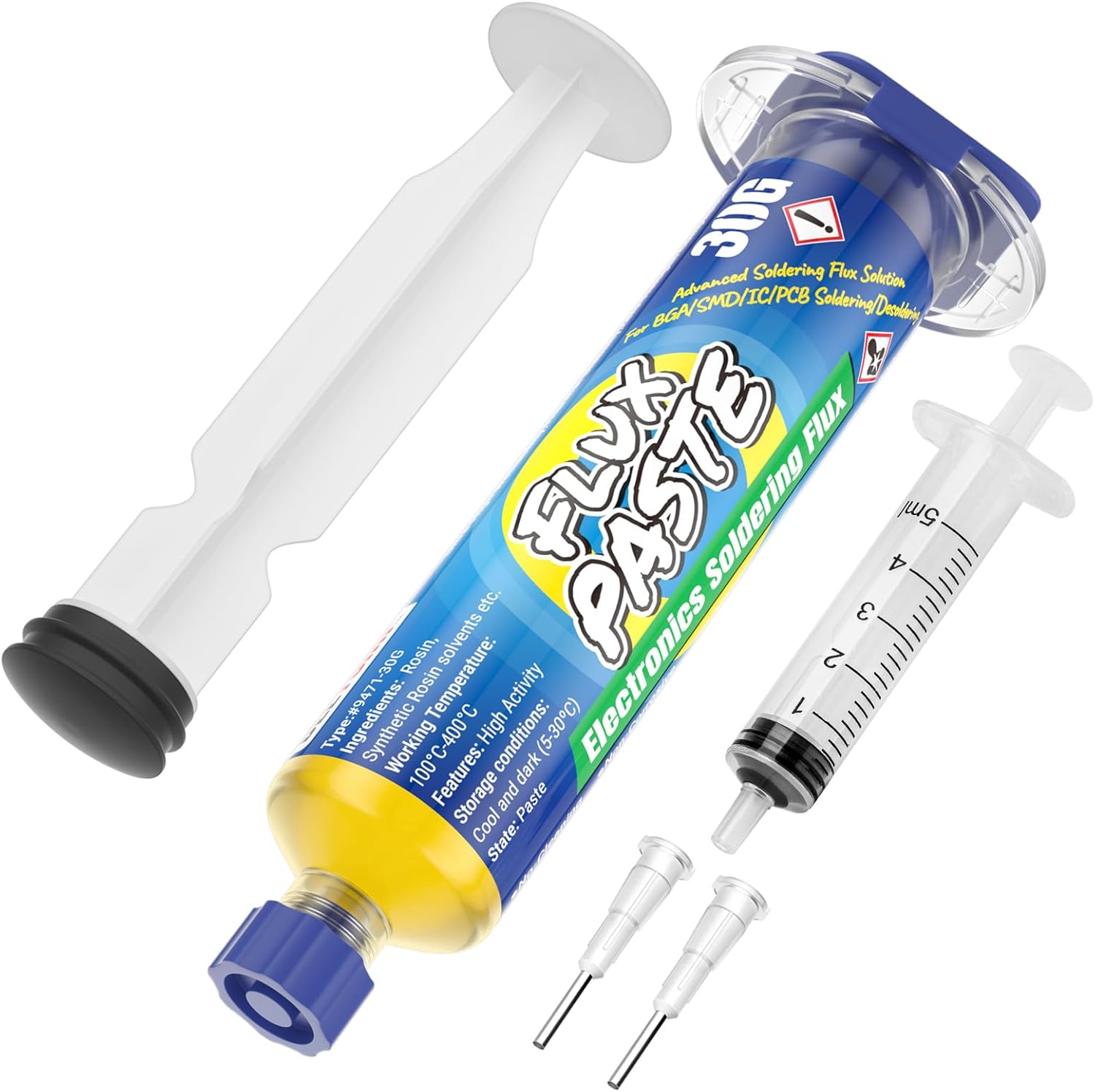 Rosin Paste Soldering Flux, Rosin Based Solder Flux, No Clean Rosin Solder Flux Paste, Good Adhesion for IC SMD Electrical Rework/Repair (30mL Syringe) #9471 by BEEYUIHF