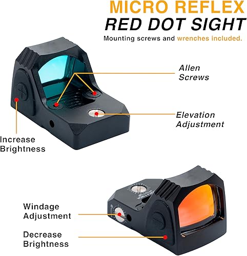 Miniatura 6 de Bravary UL1 - Mira de punto rojo de 0.039x0.866 in, retícula MOA de 3 MOA (corte de pistola RMR), mira refleja para pistola de 0.787 in, montaje