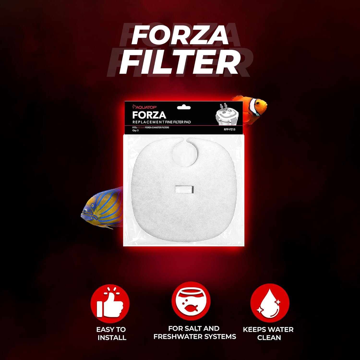 Aquatop Replacement White Filter Pads – Compatible with Forza FZ13 Canister Filters – Aquarium Filter Refills – Maintains Crystal Clear Water