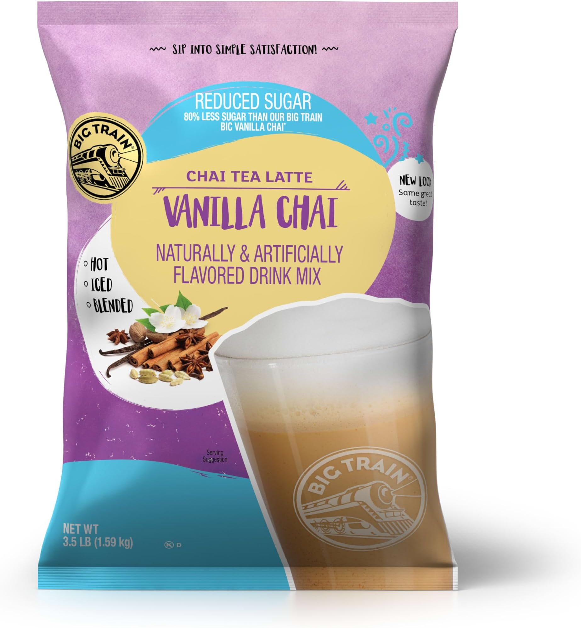 Big Train No Sugar Added Vanilla Chai Tea Latte Beverage Mix, 3.5 Pound (Pack of 1)