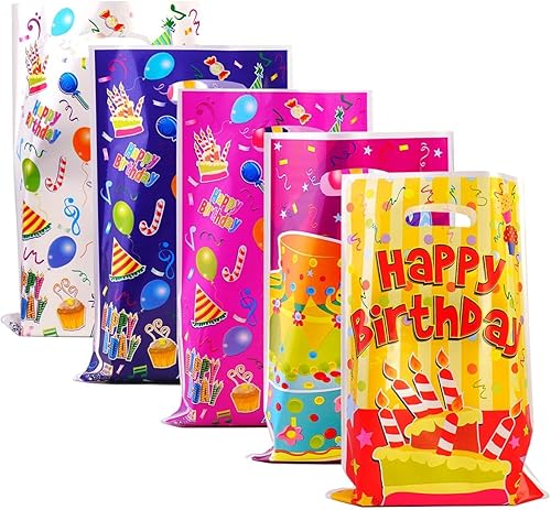 WSPER 40 bolsas de regalo de fiesta en varios colores, bolsas de plástico para fiestas de cumpleaños