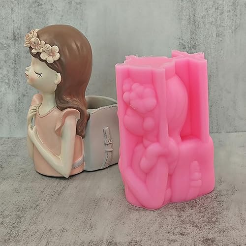 Miniatura 6 de Mochila Girl Molde de silicona para hormigón suculenta, molde de arcilla, cemento yeso, moldes de silicona, bricolaje para el hogar, jardín,