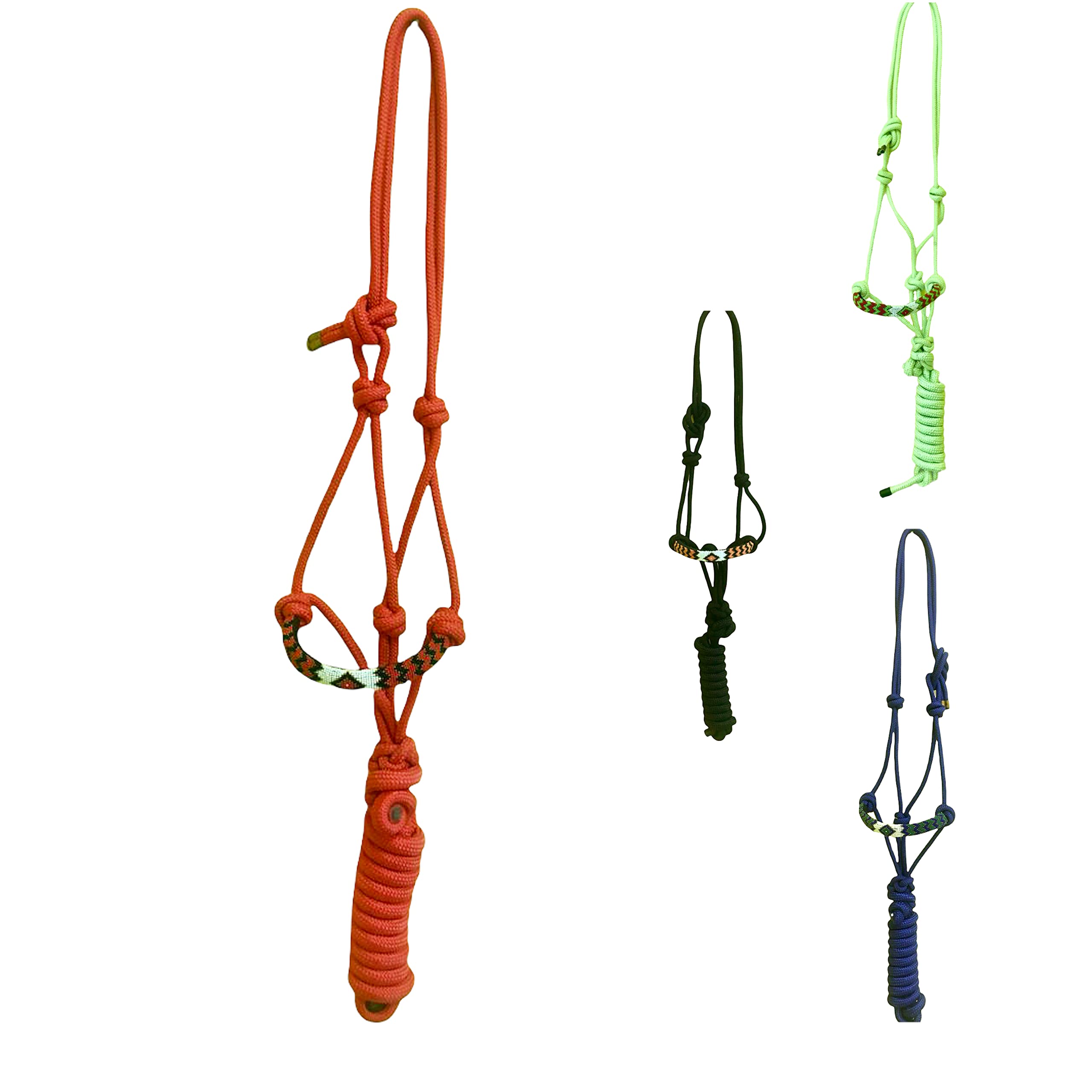 Majestic Ally Capezza imbottita in corda intrecciata con perline e guinzaglio abbinato da 25,4 m (rosso)