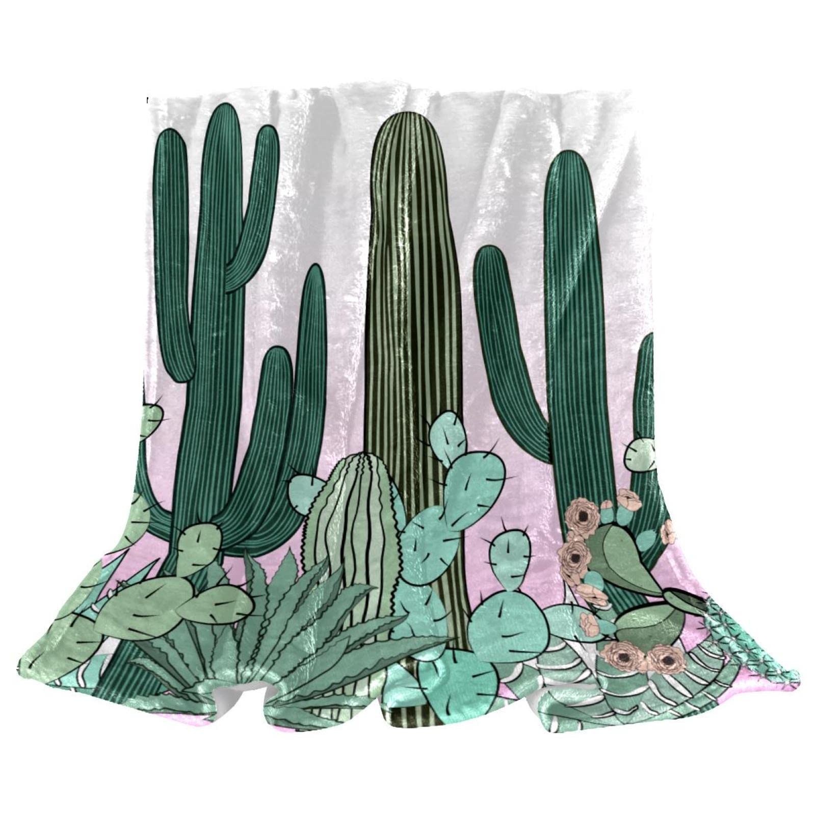 Couverture polaire dessin animé cactus pour décoration de chambre