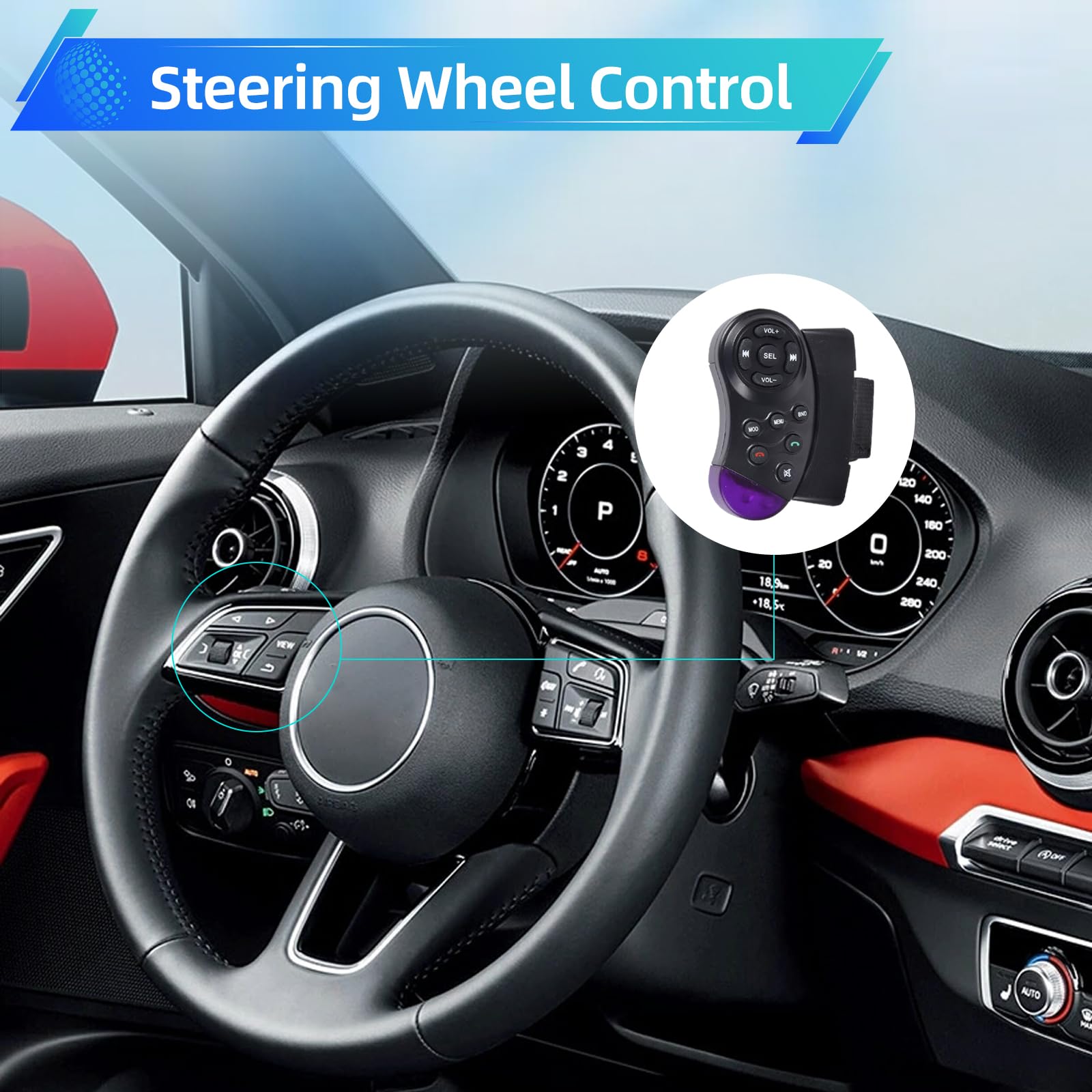 NHOPEEW Autoradio 1 Din con Bluetooth - Lettore MP3 Supporto per telefono - Doppia porta USB/TF Card/Radio FM/Ingresso AUX/Comando al volante/Pulsanti luminosi + microfono wireless