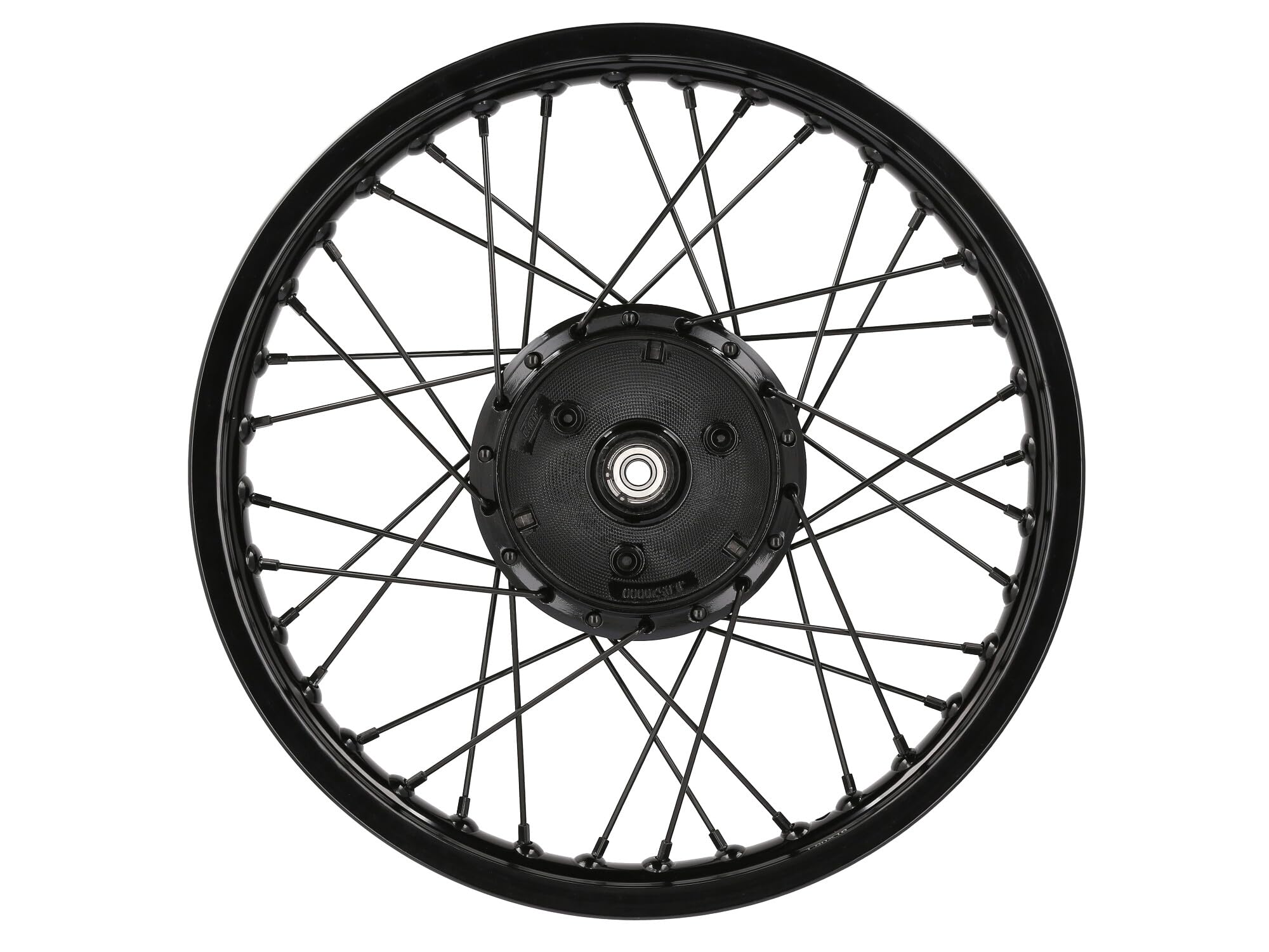 Speichenrad 1,6 x 16" Alufelge, Speichen, Nabe in Schwarz - für Simson S50,
