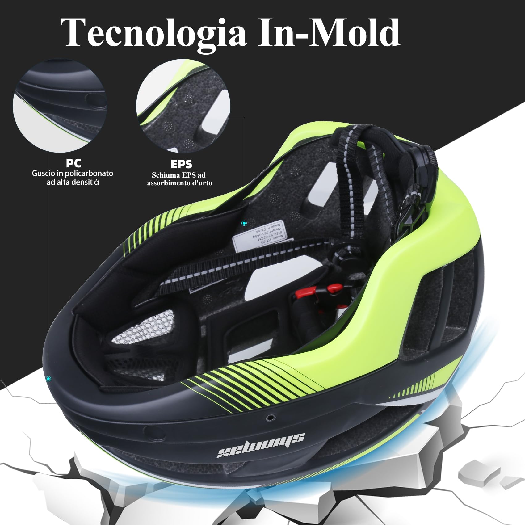 Shinmax Casco Bici Uomo Donna Casco MTB con LED USB Ricaricabile Luce Casco Bici Adulti con Visiera Rimovibile Magnetica Occhiali Casco Ciclismo Unisex Caschi Bicicletta 57-62cm NR-032